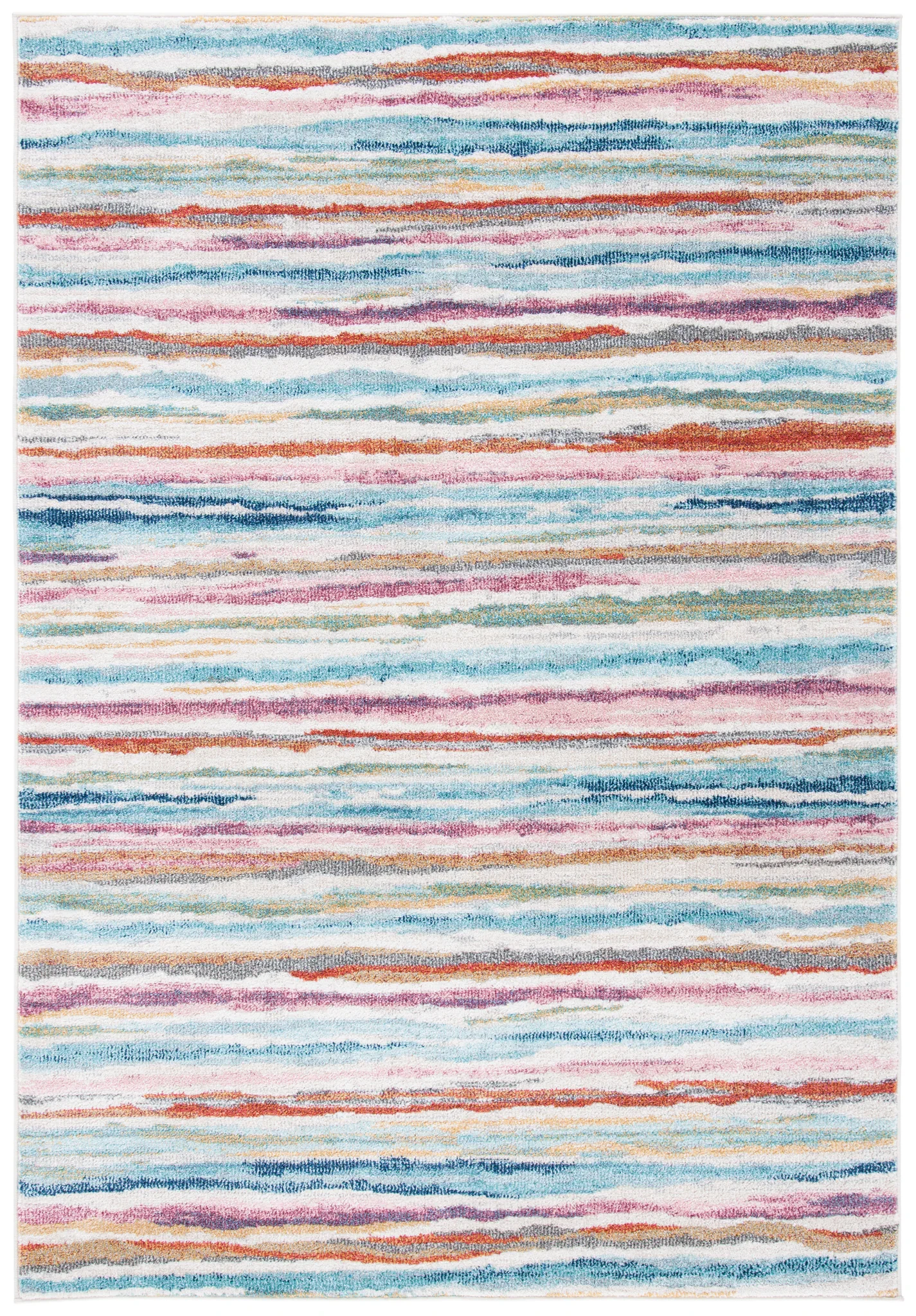 Phoenix Painterly Stripe Rug in Ivory / Blue