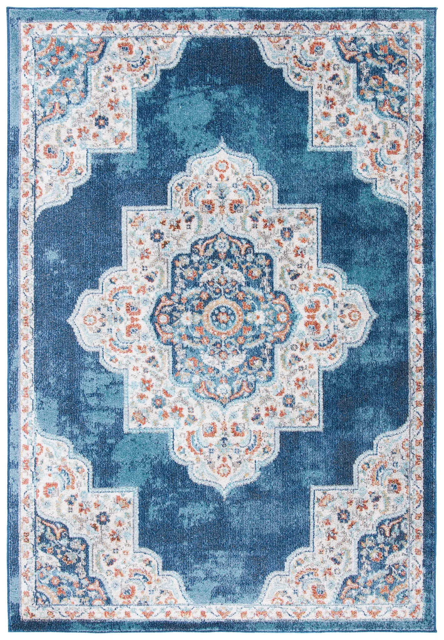 Phoenix Medallion Rug in Navy / Ivory