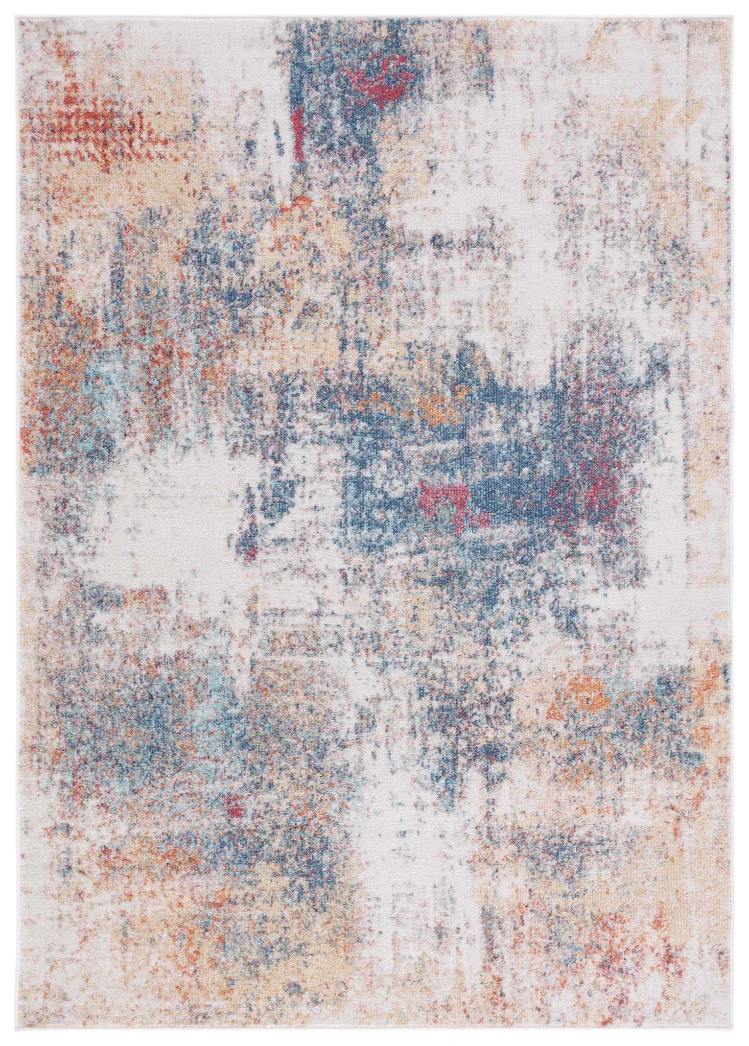 Phoenix Abstract Distressed Rug in Ivory / Blue Rust