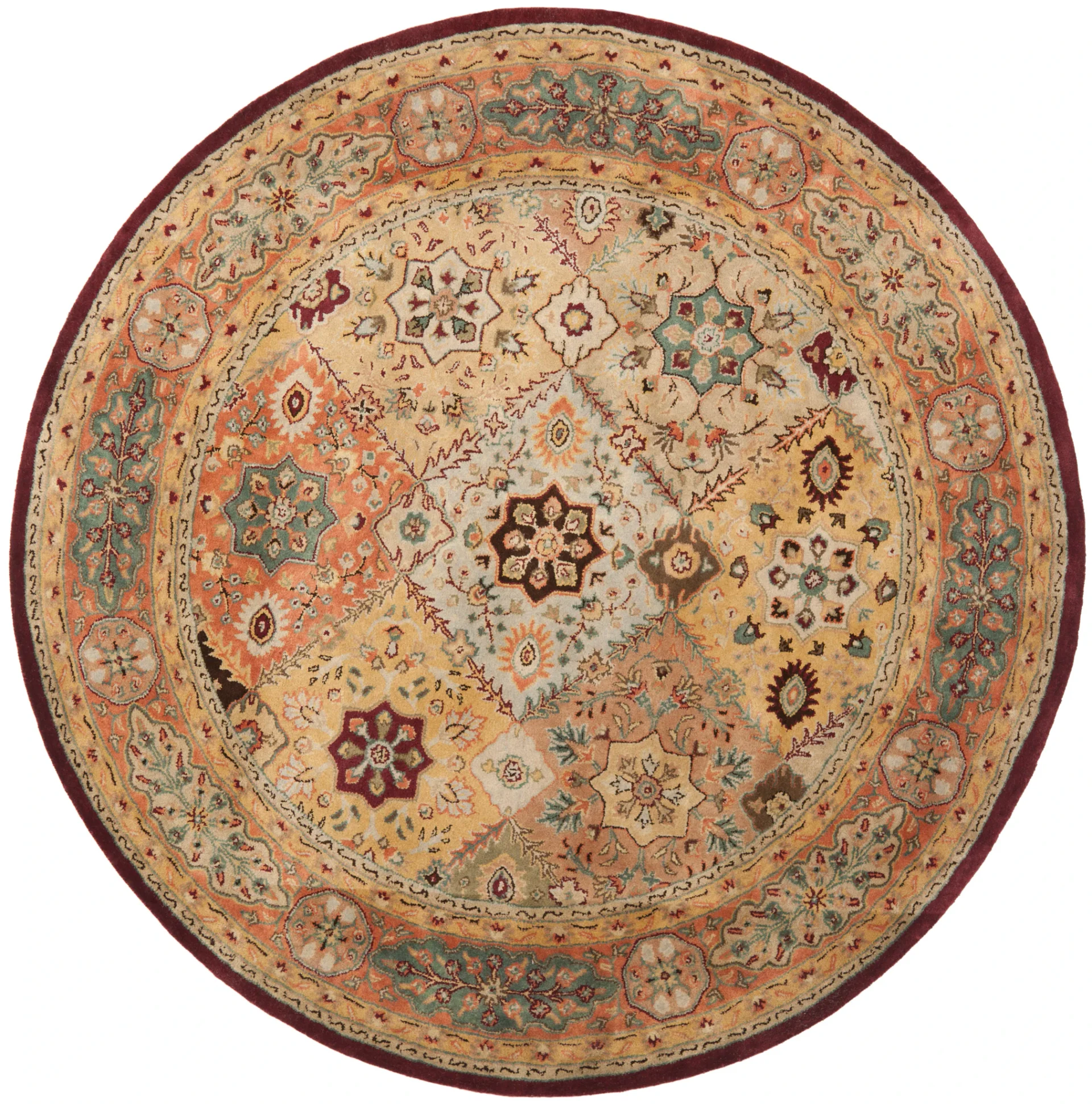 Persian Legend Floral Tile Hand-Tufted Wool Rug in Red / Rust