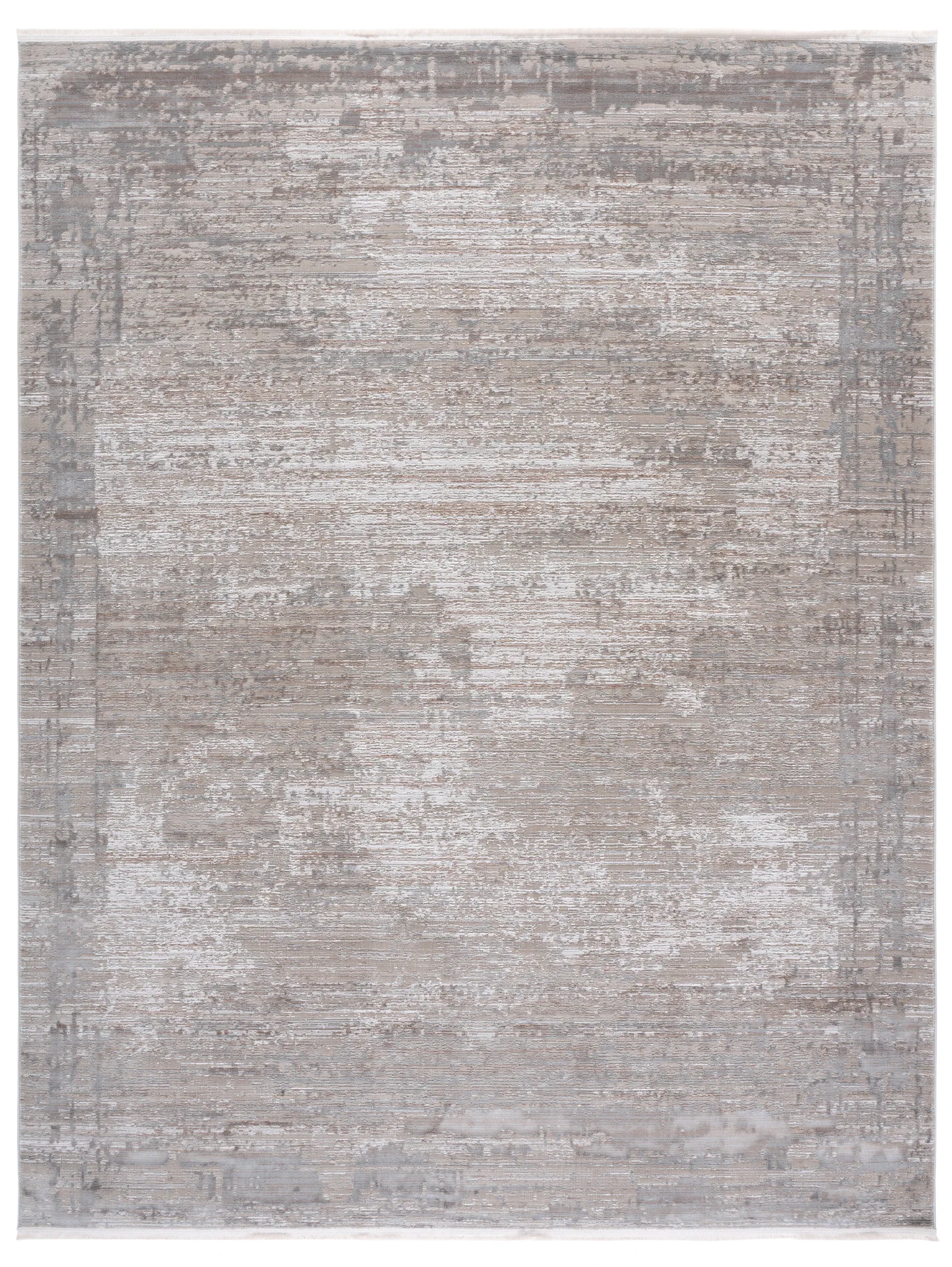 Platinum Distressed Border Rug in Gray / Beige