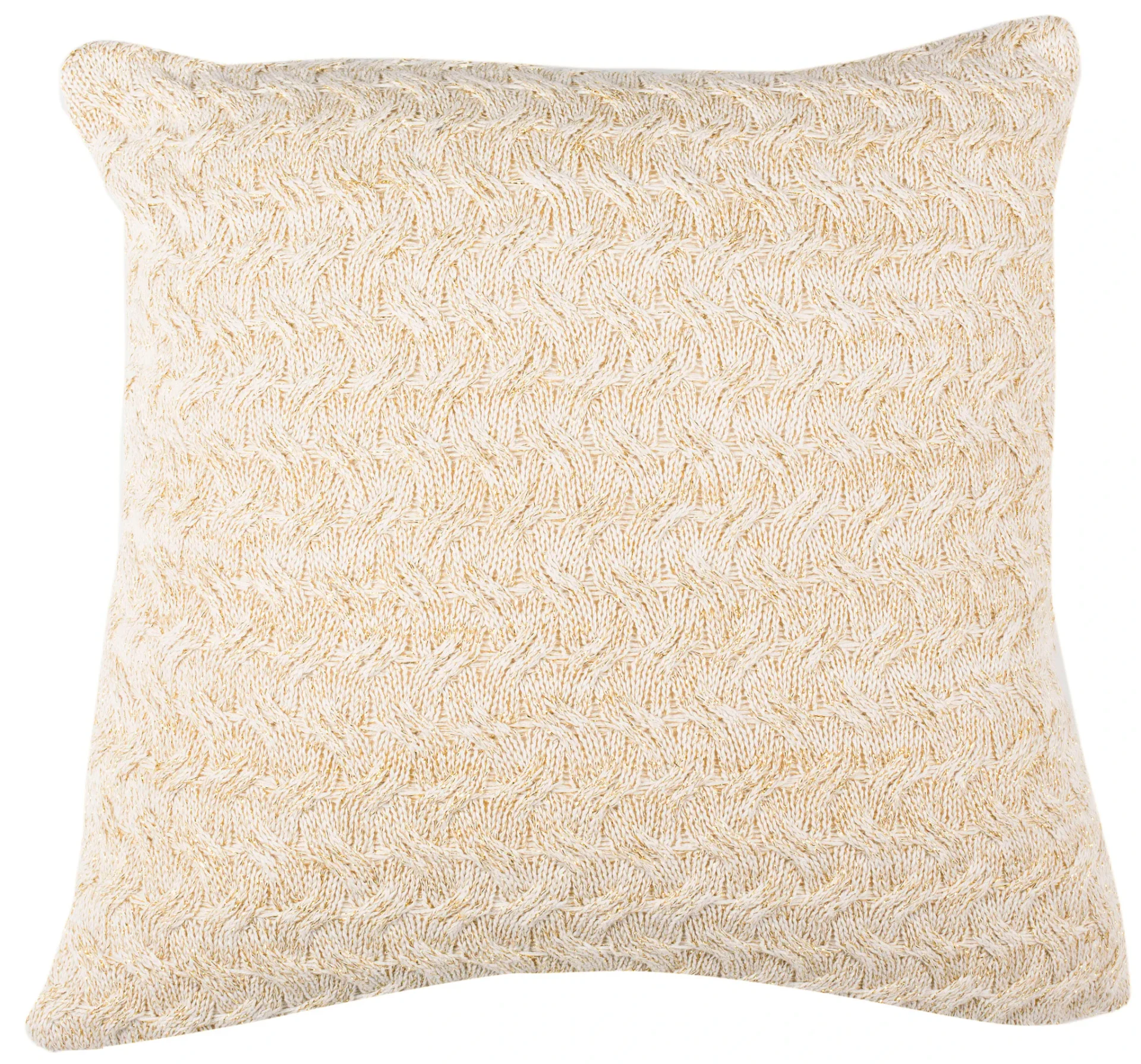 Adara Knit Pillow in Natural / Gold