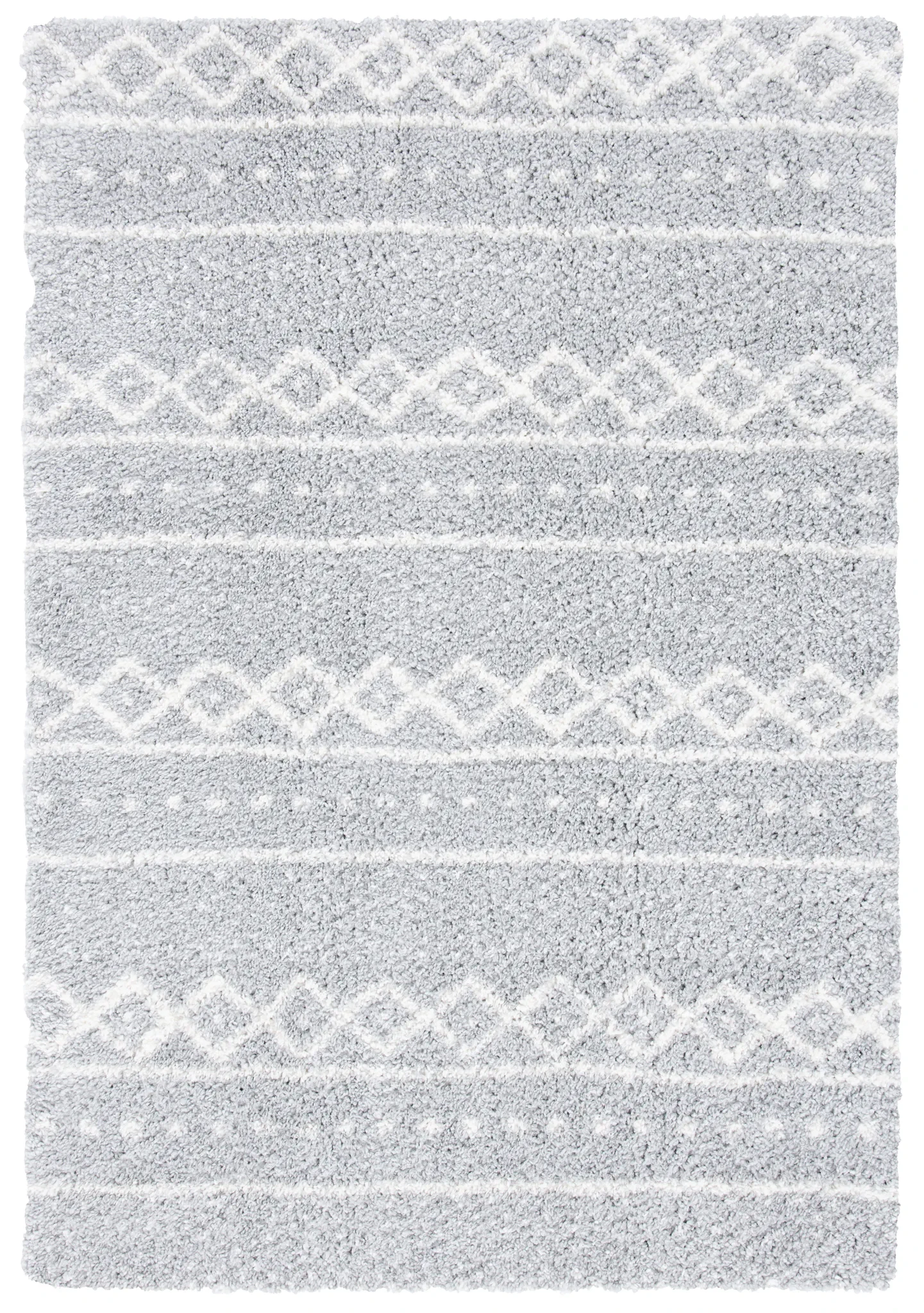Parma Banded Moroccan Shag Rug in Gray / Ivory