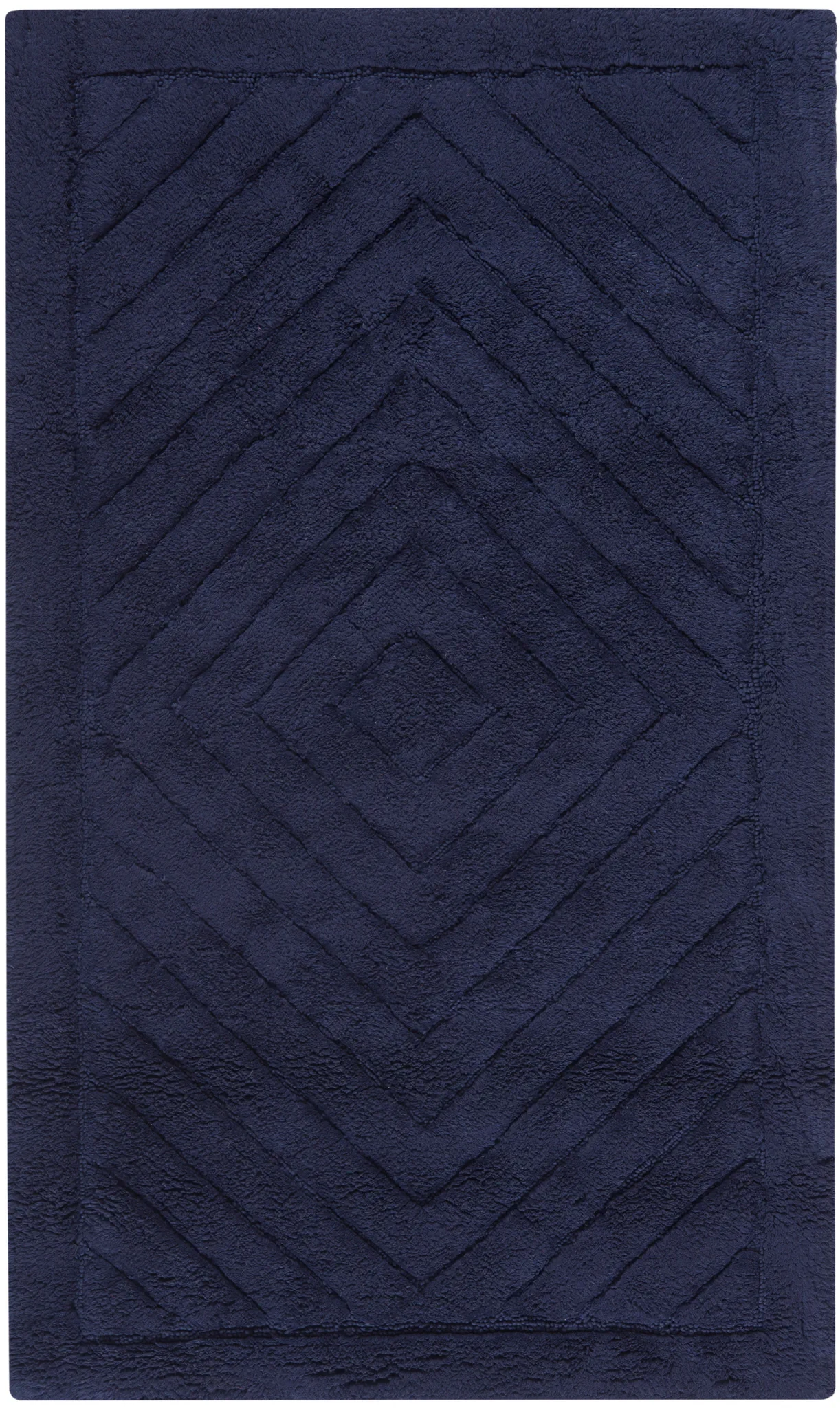 Concentric Diamond Cotton Bath Mat in Navy