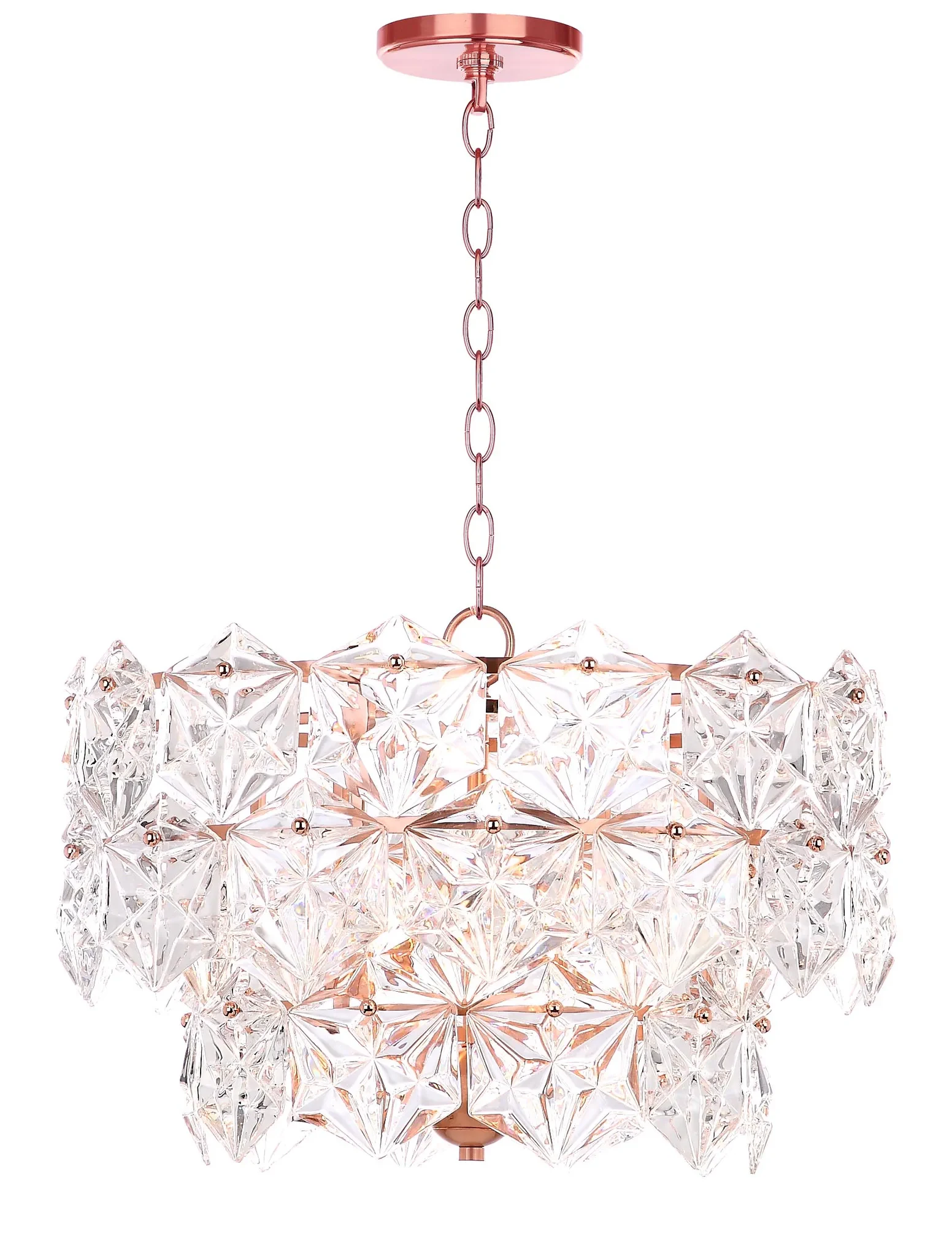 Sia Four-Light Pendant in Clear / Copper