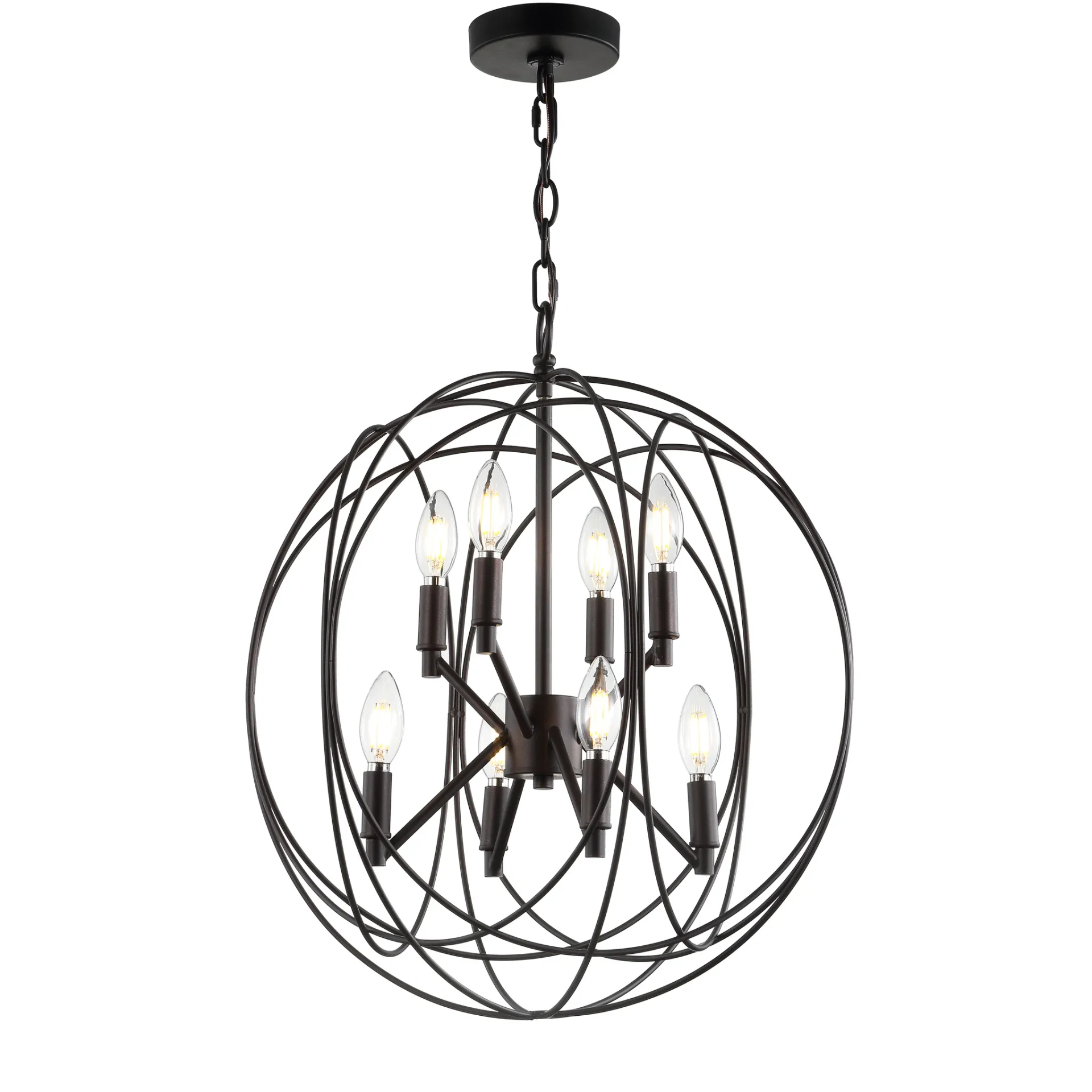 Raylon Eight-Light Pendant in Brass