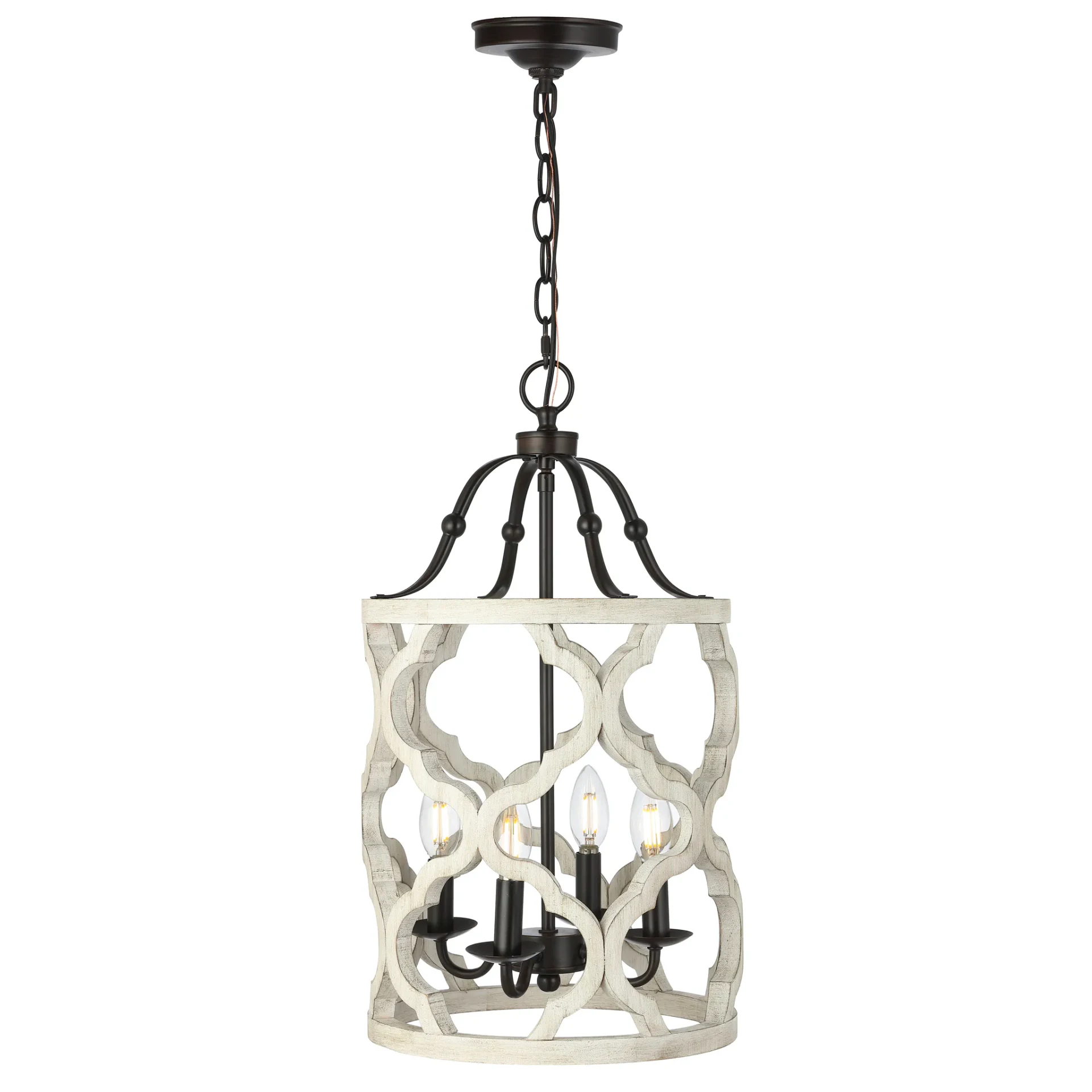 Quinby Four-Light Pendant in Oil Rubbed Bronze (Black) / White