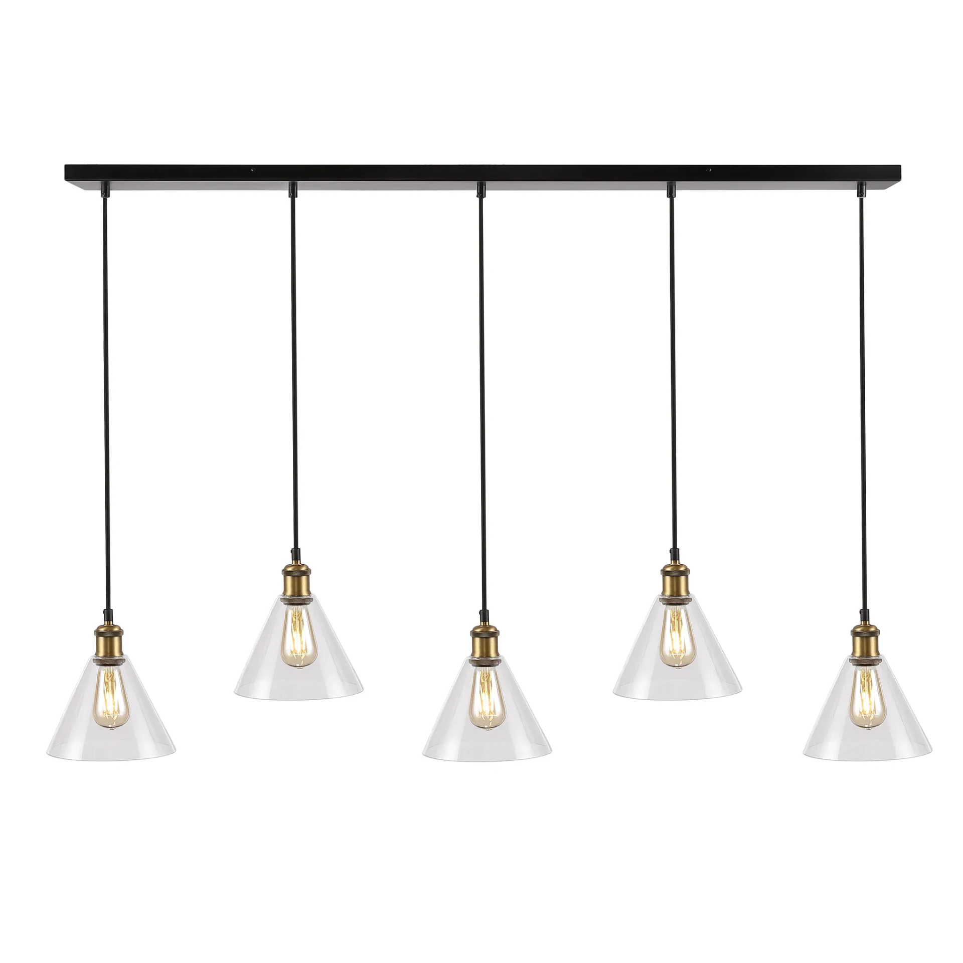 Presta Five-Light Pendant in Black / Gold