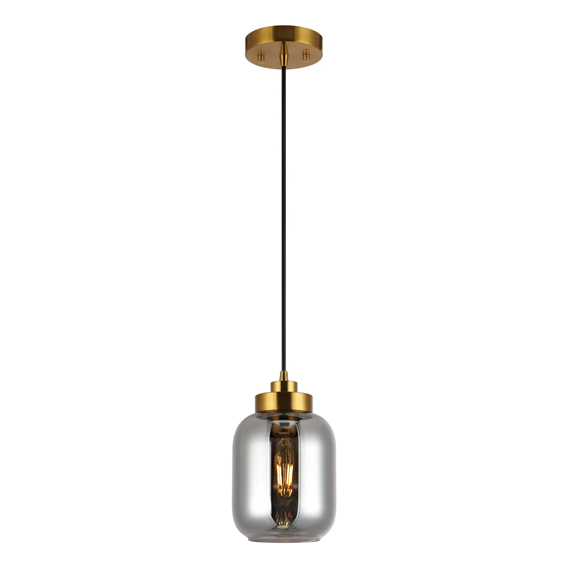 Ethyx Pendant in Smoke Gray / Brass