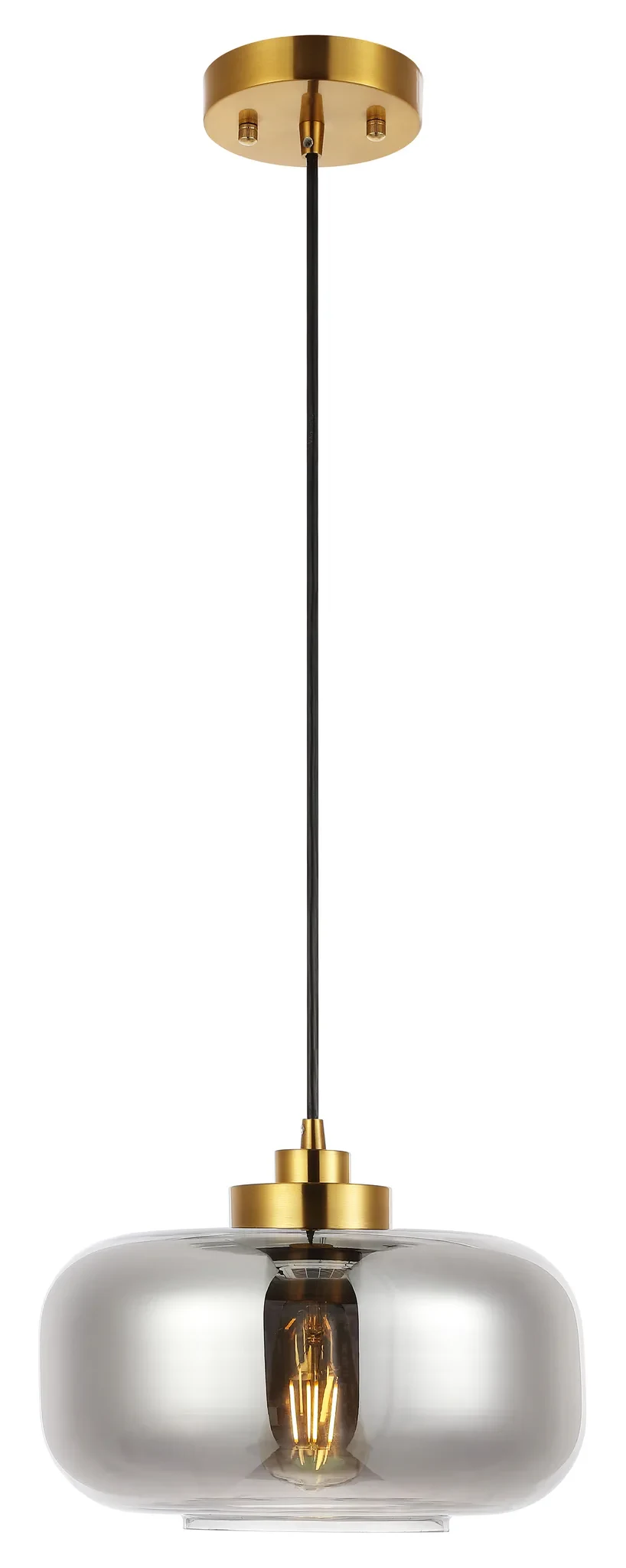 Edge Pendant in Smoke Gray / Brass
