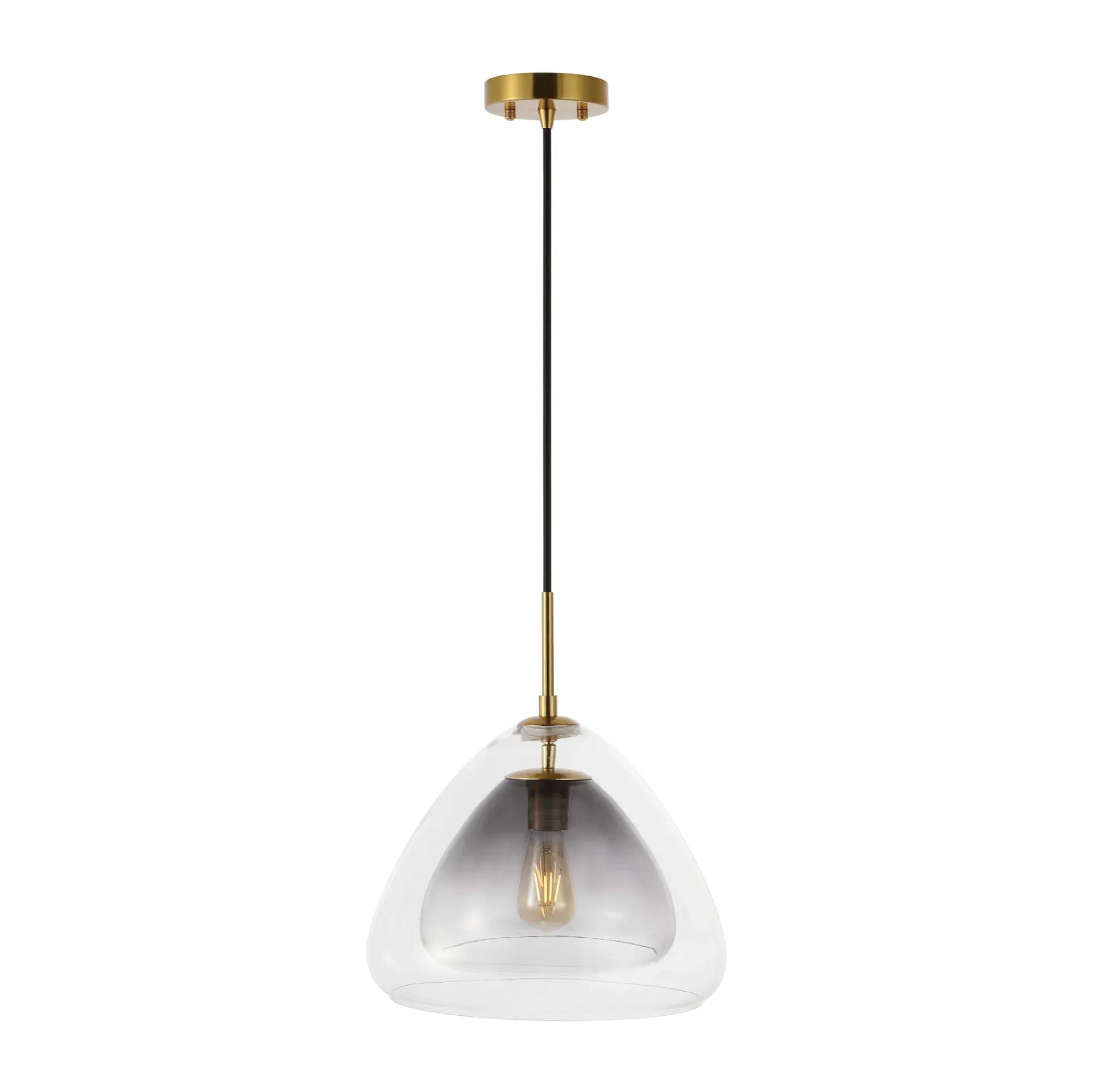 Eclipse Pendant in Smoke Gray / Brass