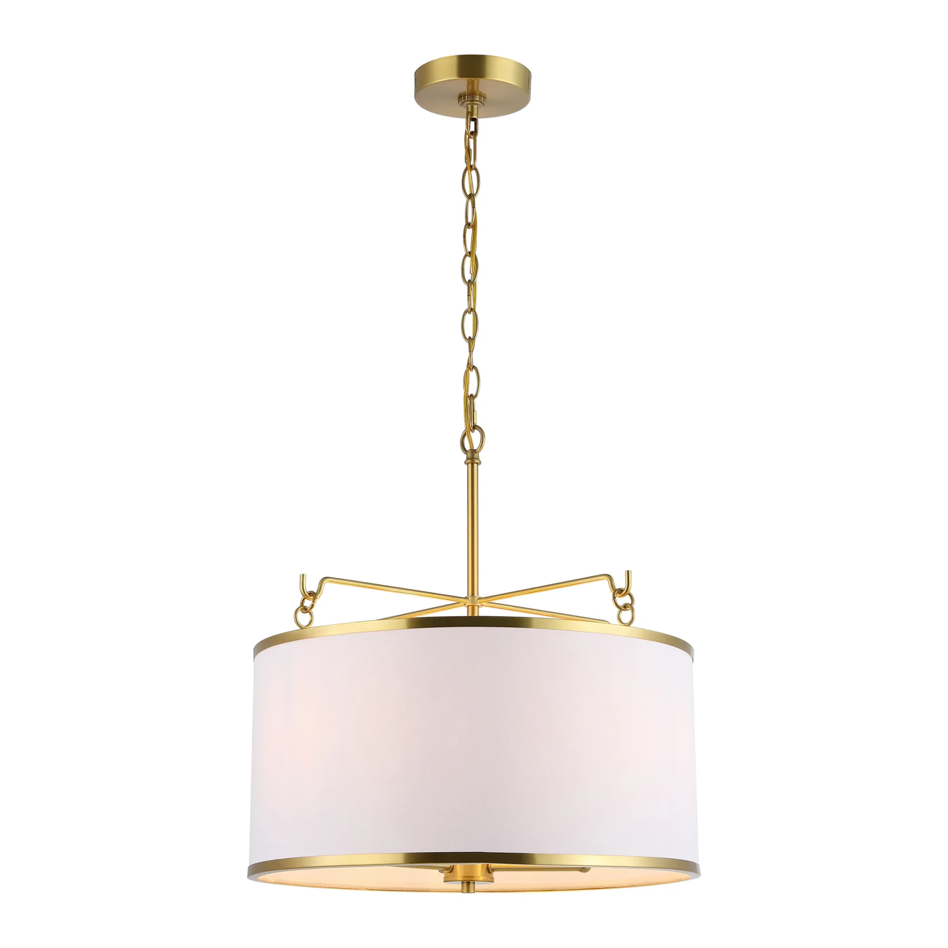 Perzeta Three-Light Pendant in Brass / White