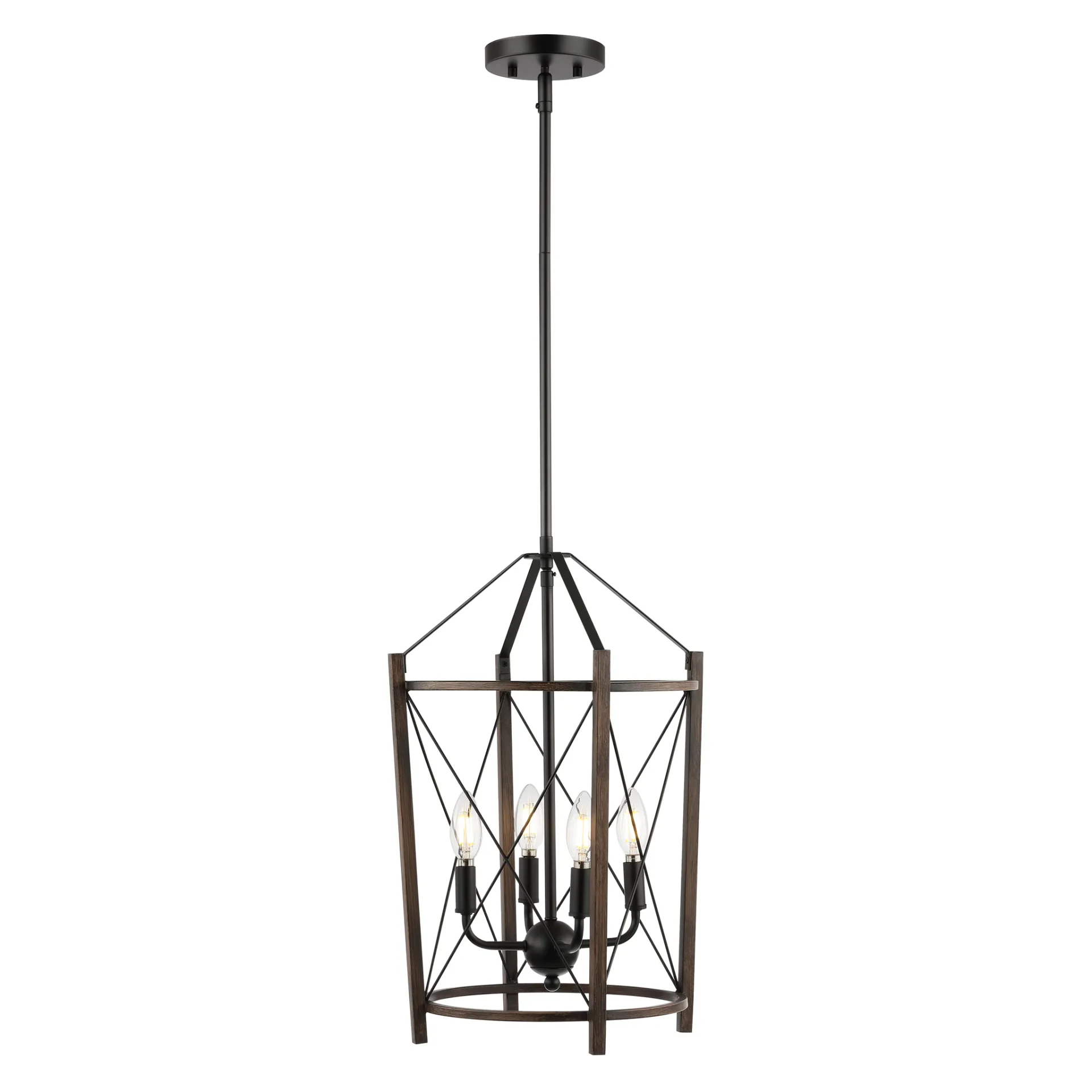 Peltier Four-Light Pendant in Dark Walnut / Black