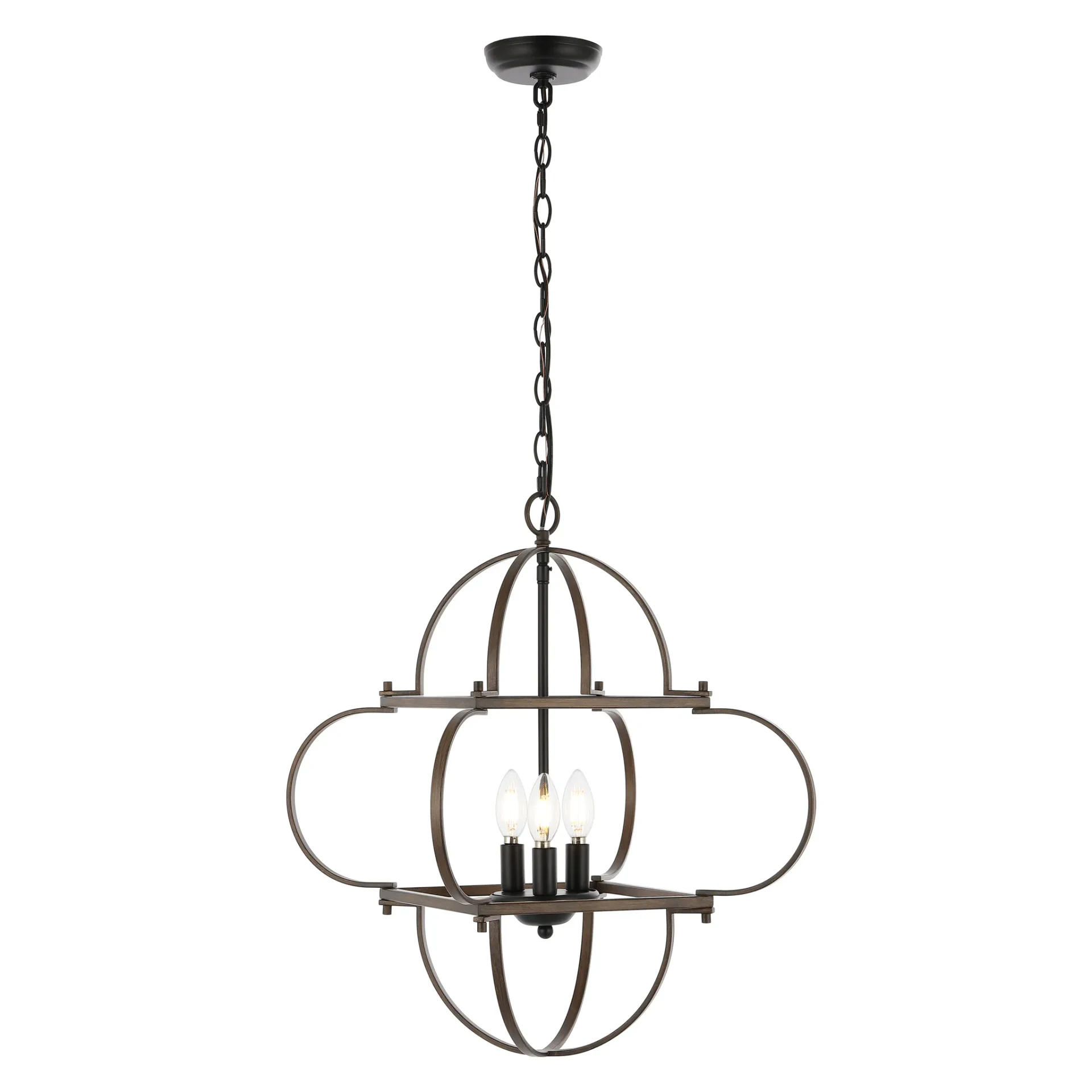 Galvin Three-Light Pendant in Black / Walnut