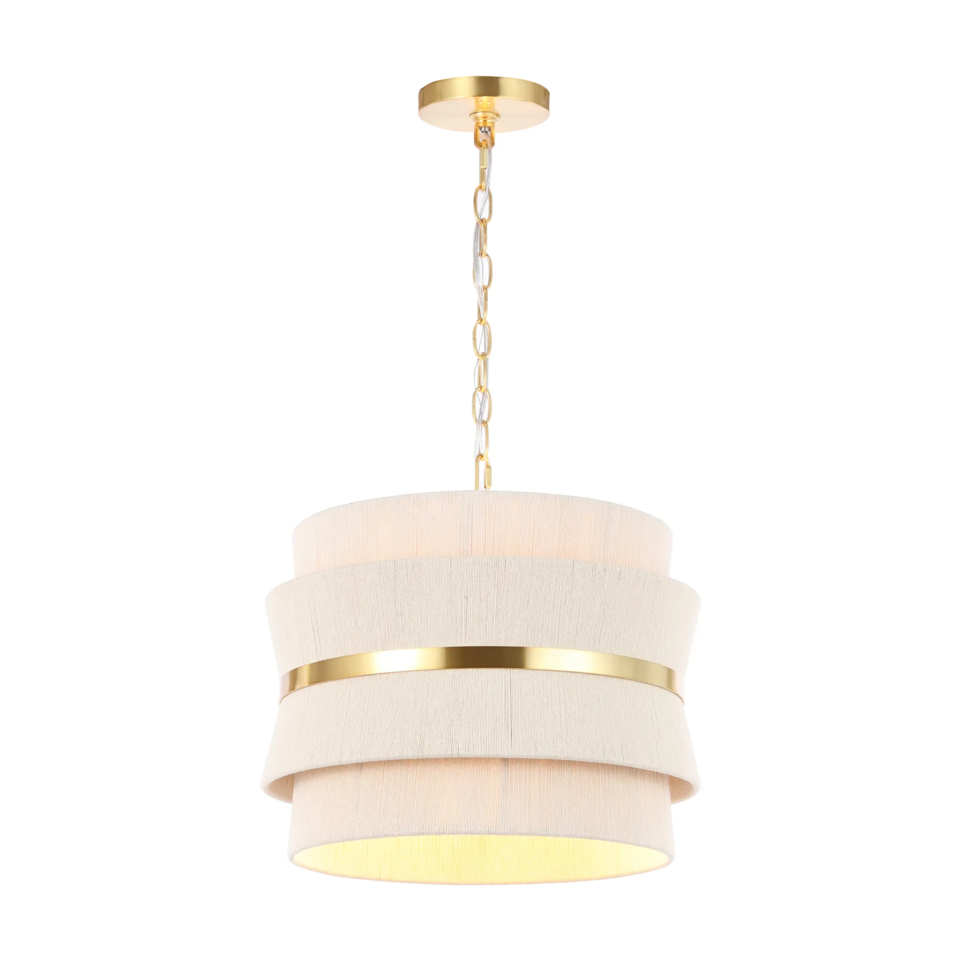 Willa Three-Light Pendant in Bleached Natural / Brass
