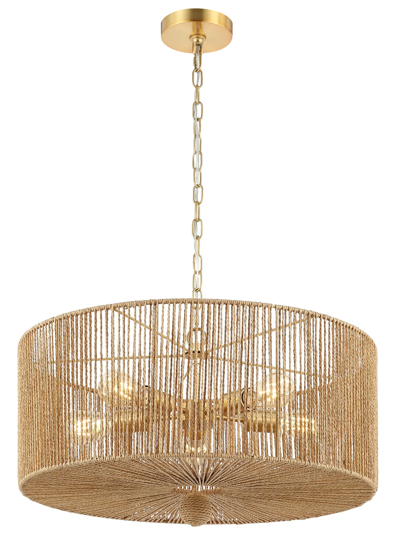 Mamba Five-Light Pendant in Natural / Gold