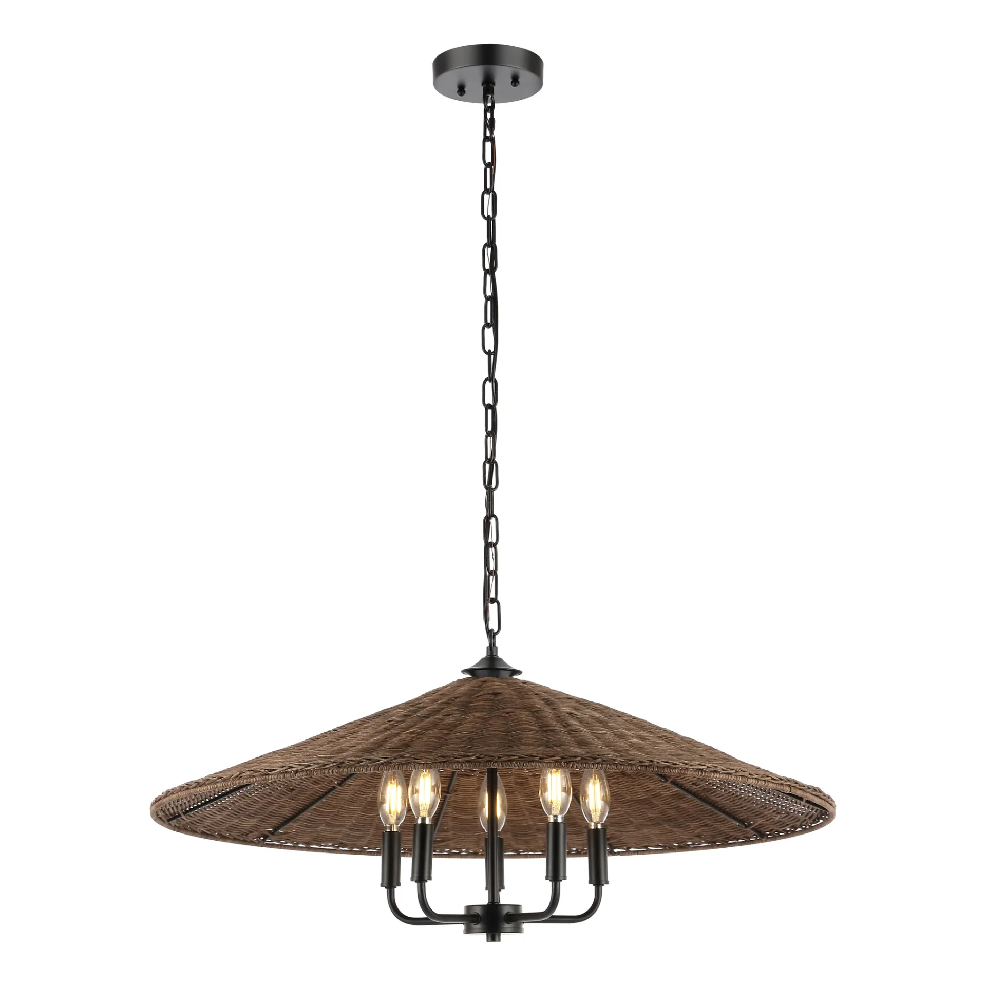 Palmera Five-Light Pendant in Dark Natural / Black