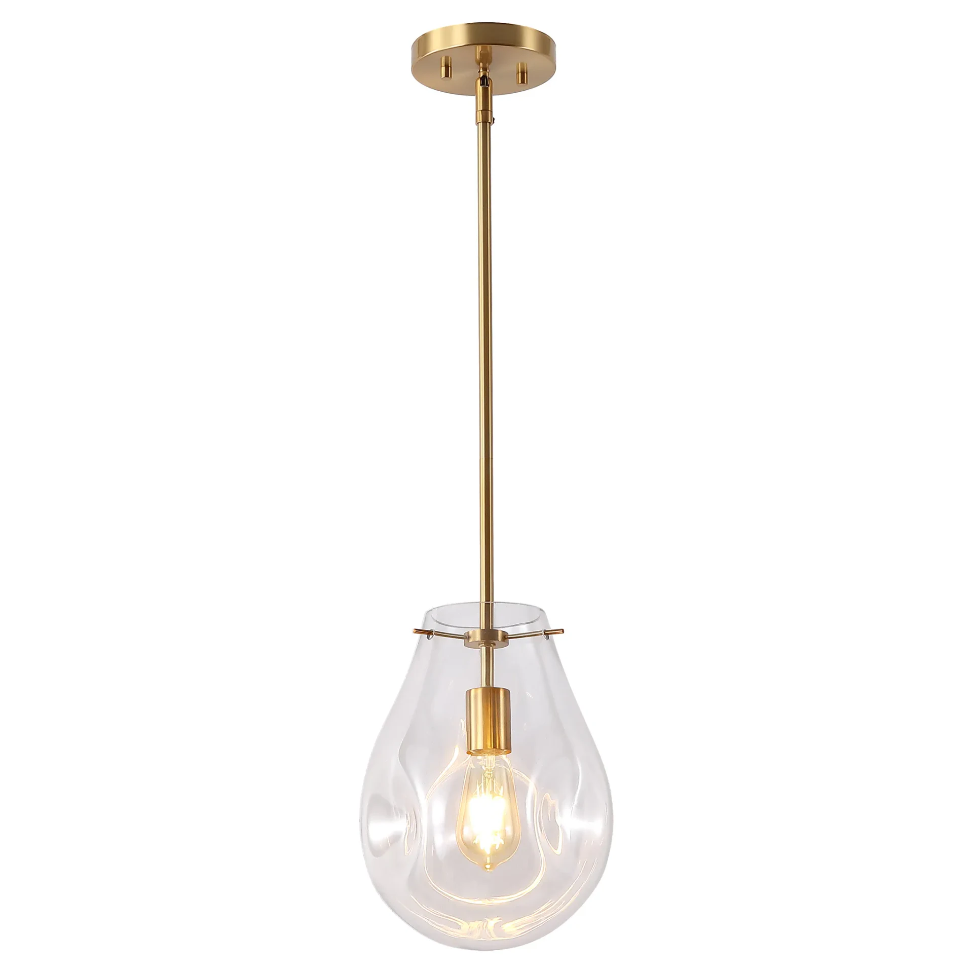 Elery Pendant in Clear / Brass