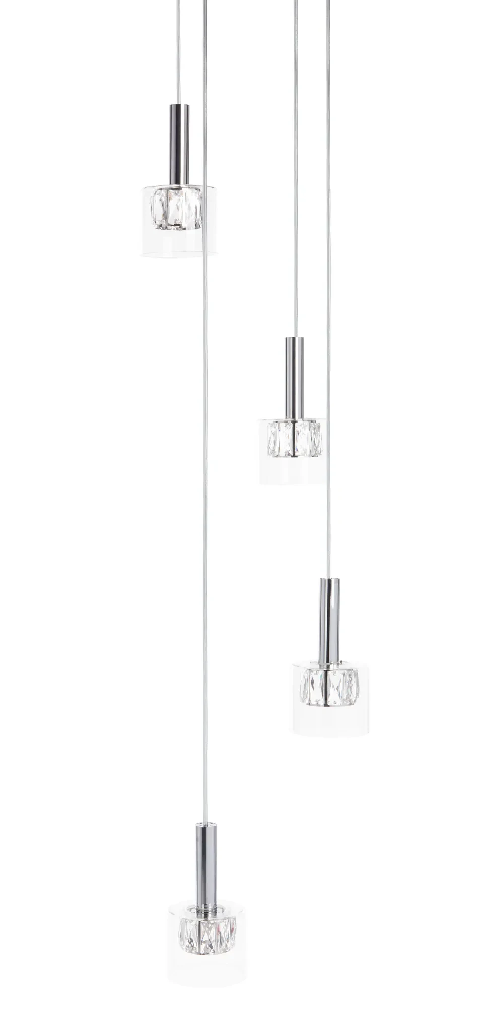 Eban Four-Light Pendant in Silver / Glass
