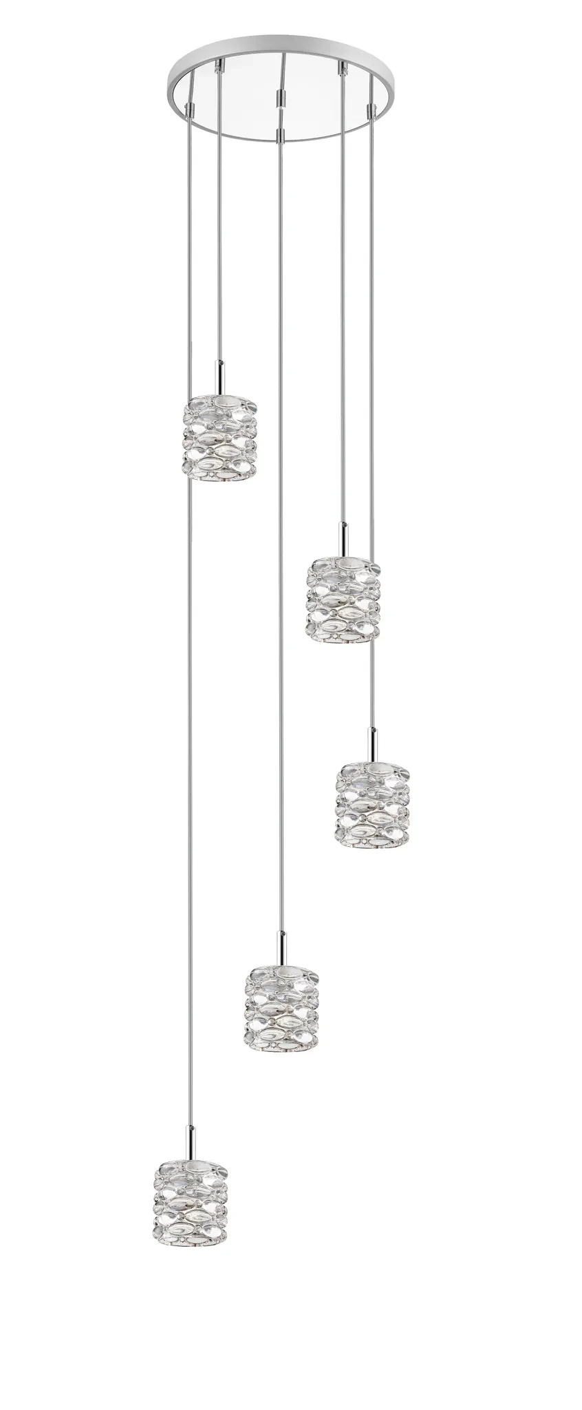 Hadden Five-Light Pendant in Silver / Glass