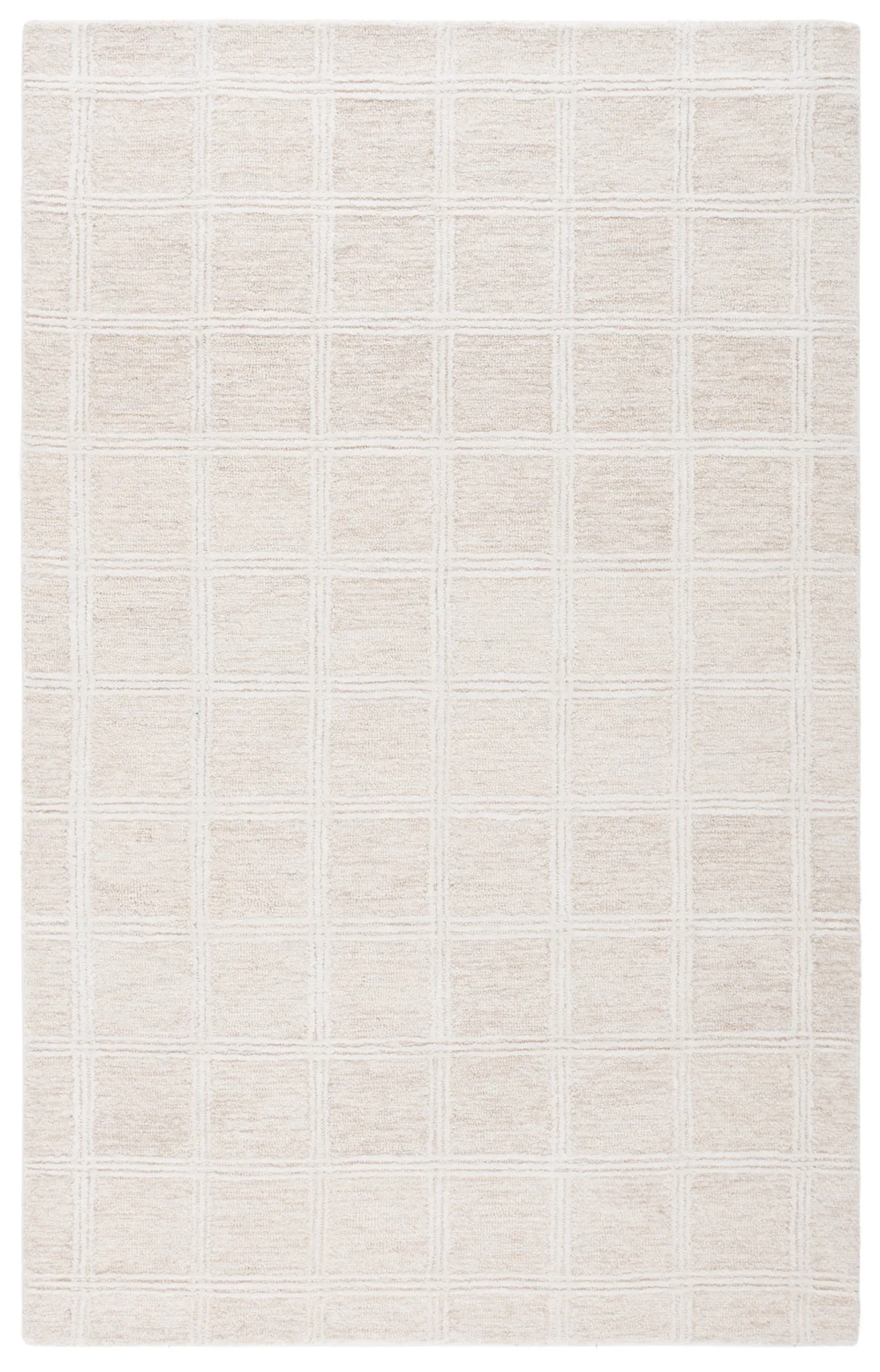 Pine Grid Hand-Tufted Wool Rug in Beige / Ivory