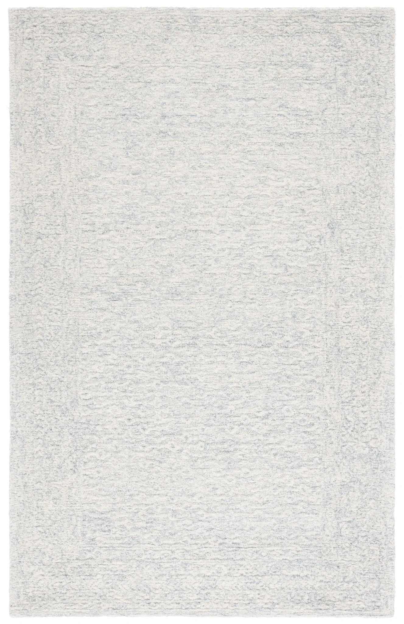 Pine Bordered Hand-Tufted Wool Rug in Light Blue / Ivory