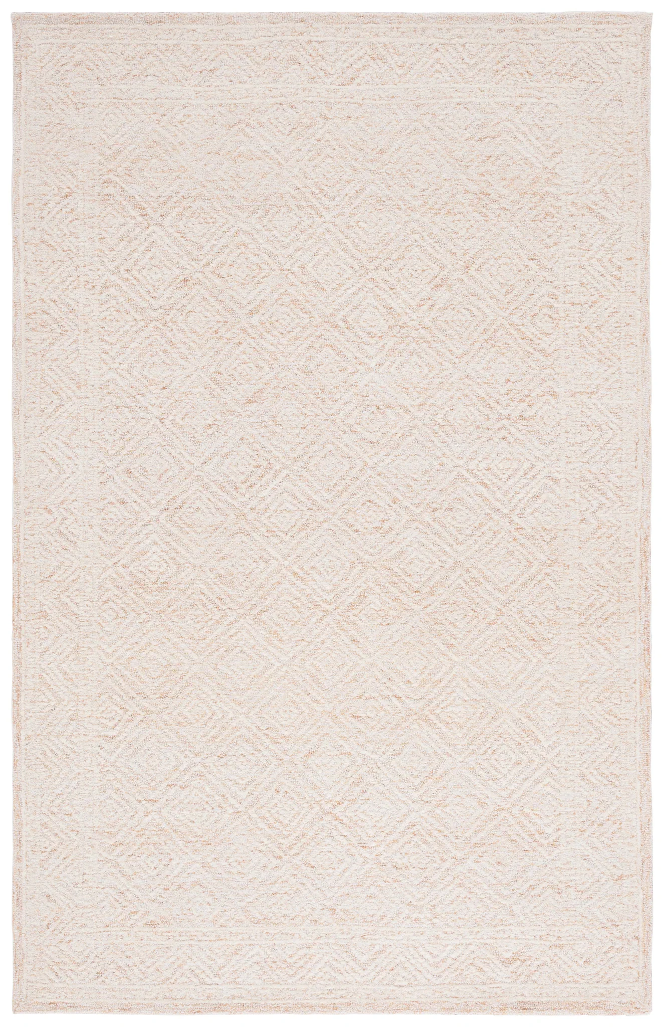 Pine Nested Diamond Hand-Tufted Wool Rug in Ivory / Orange