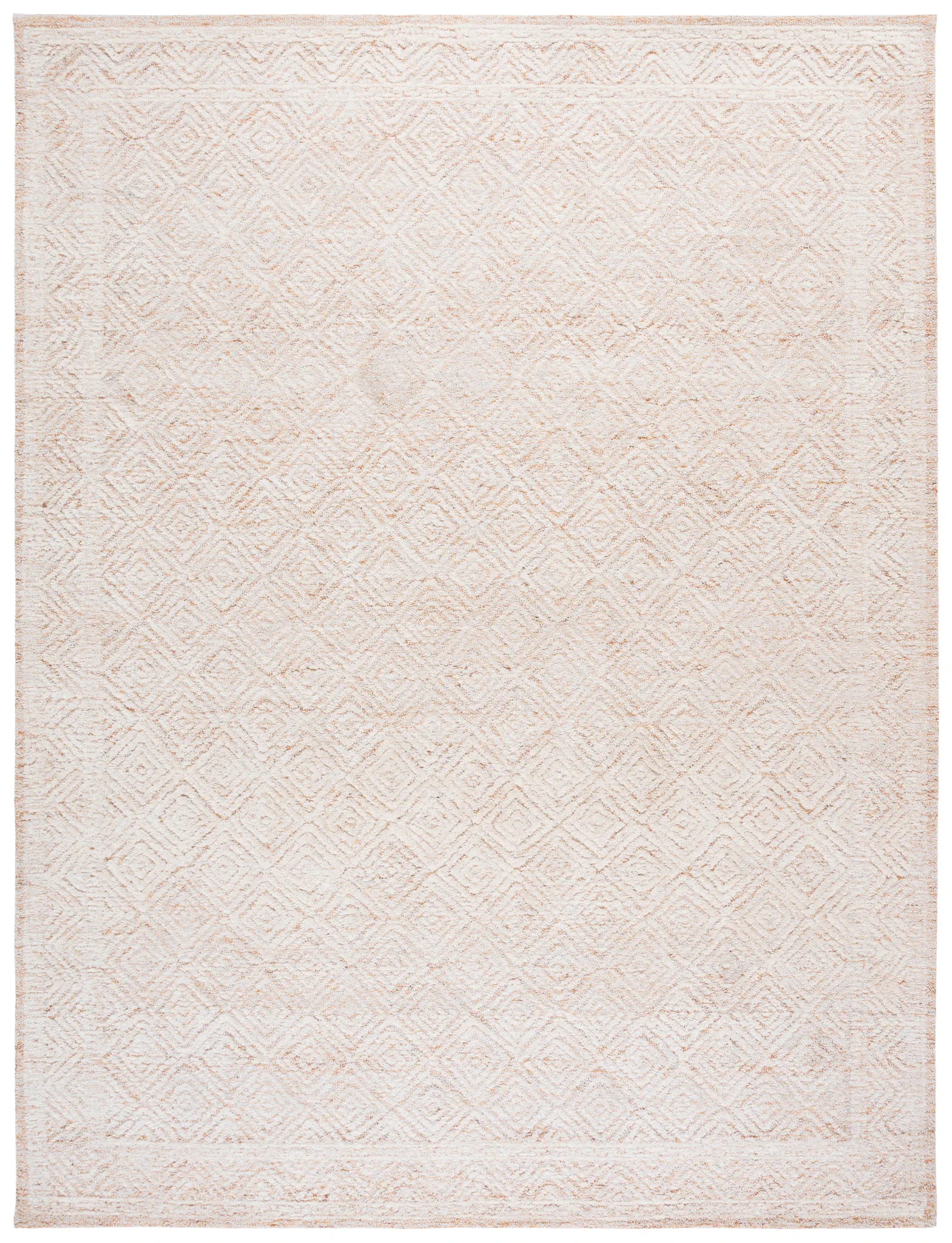 Pine Nested Diamond Hand-Tufted Wool Rug in Ivory / Orange
