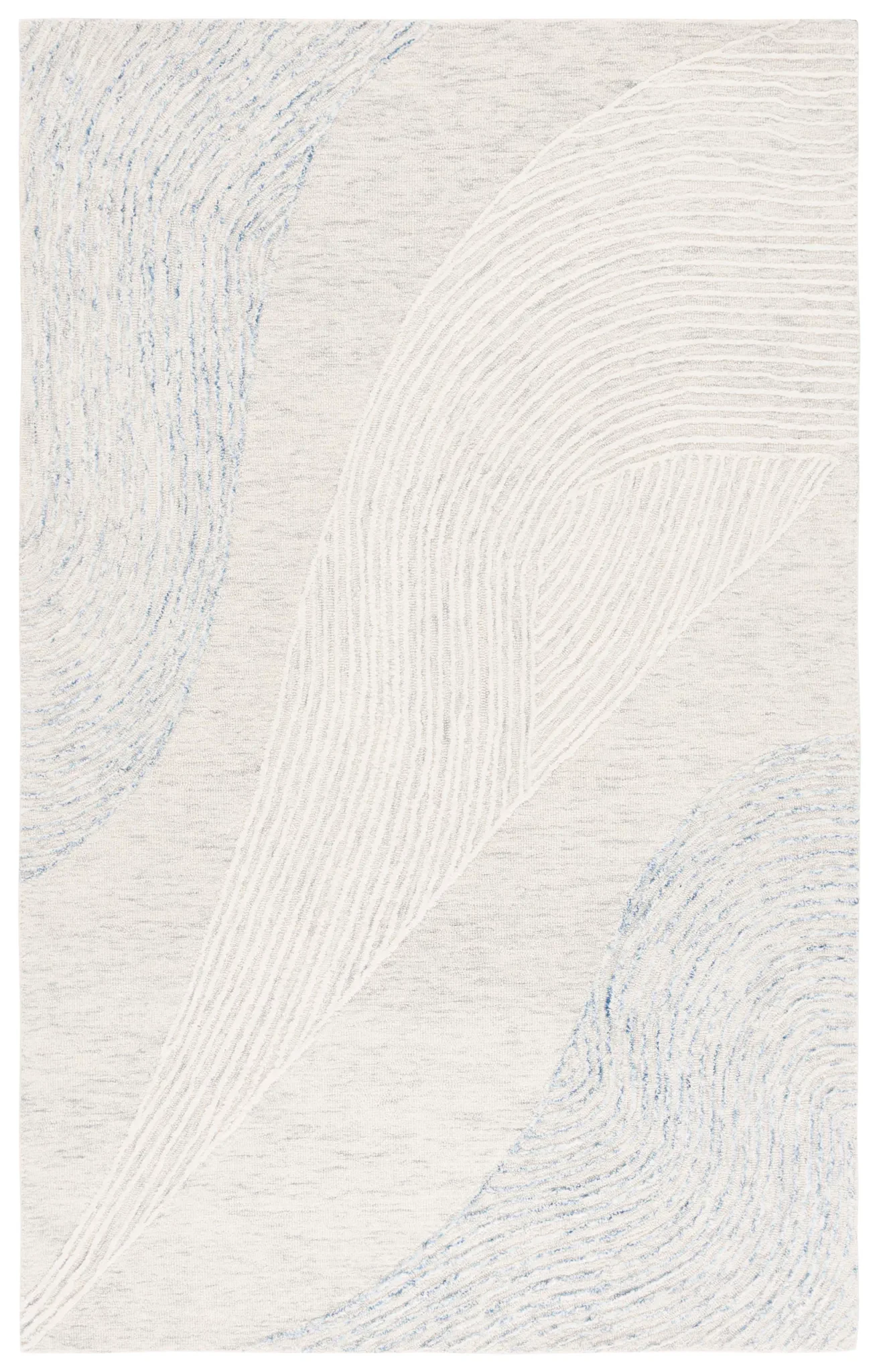 Pine Concentric Arc Hand-Tufted Wool Rug in Light Gray / Ivory