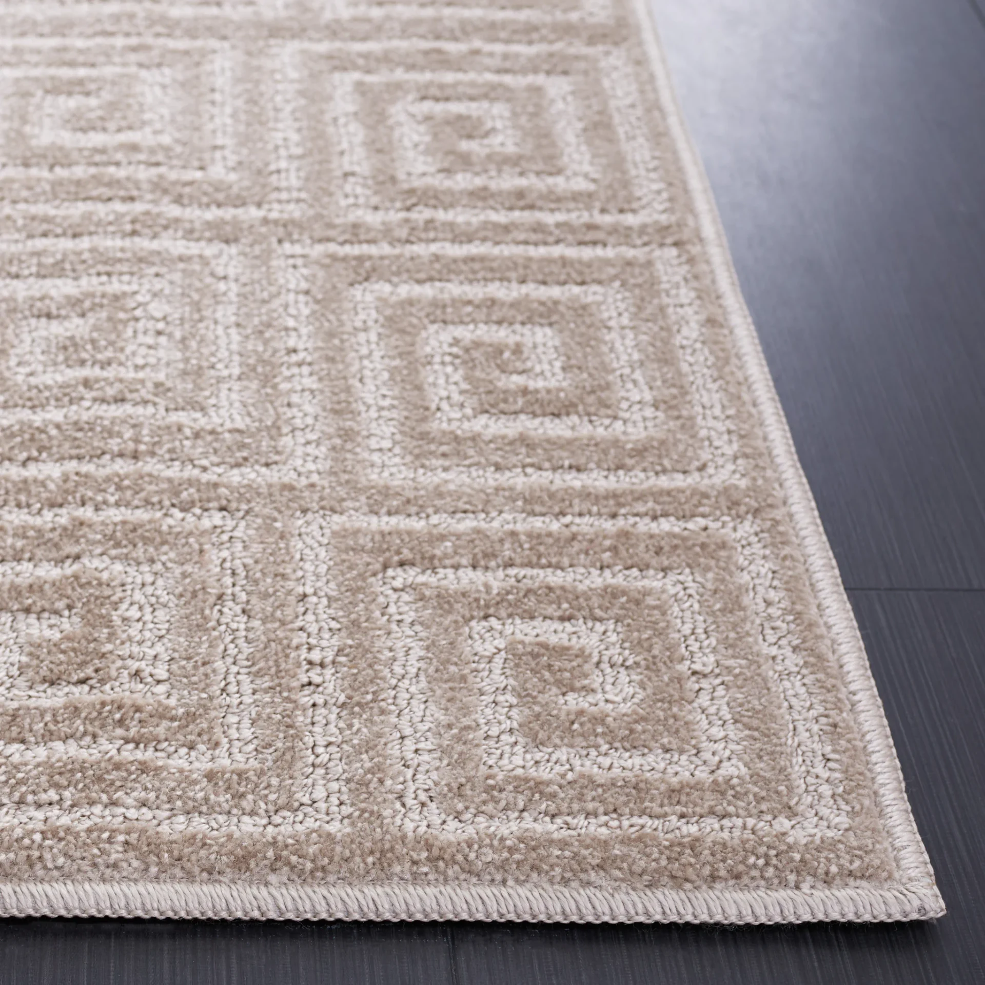 Pattern & Solid Pattern And Solid Greek Key Grid Rug in Beige