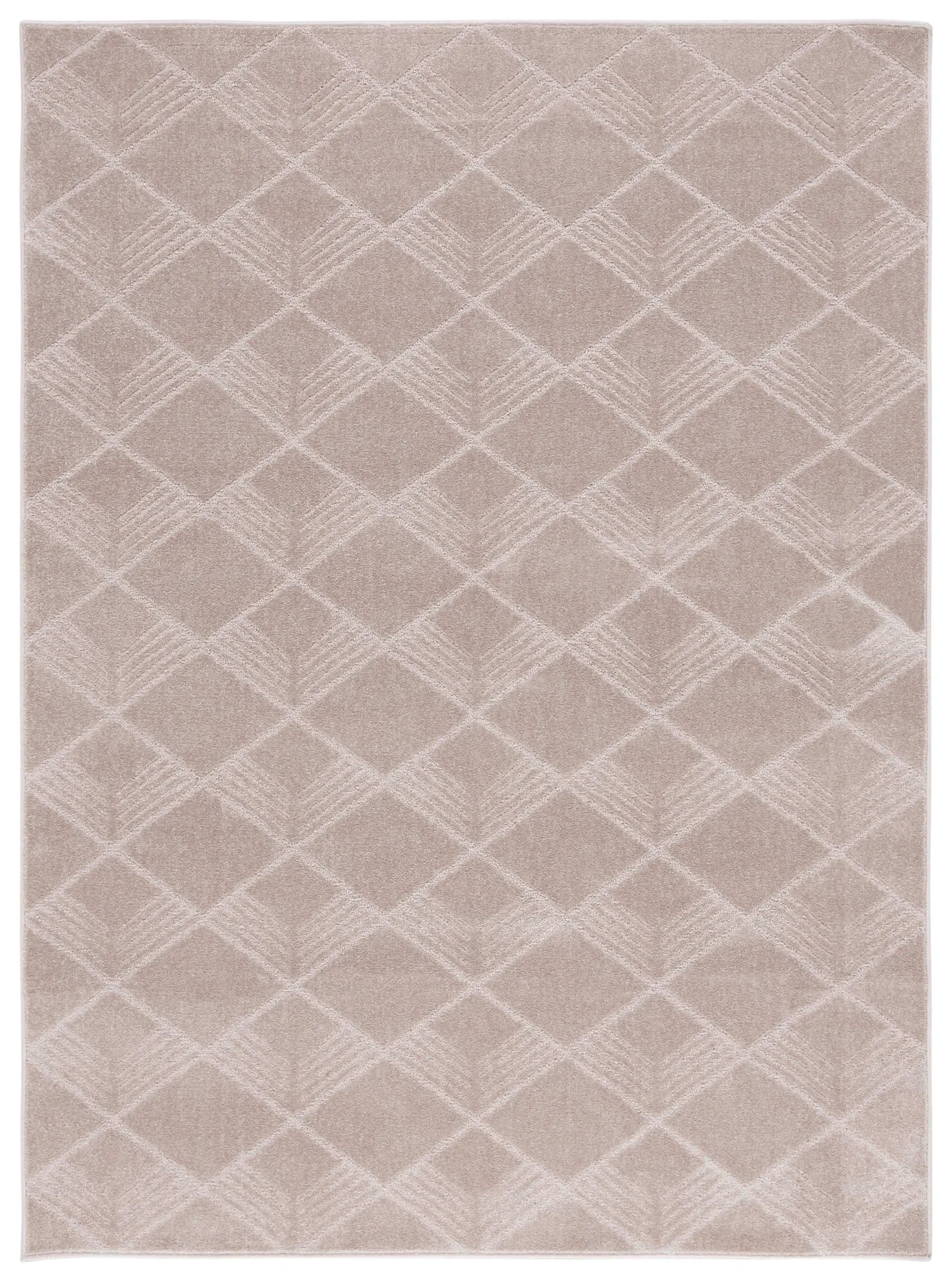 Pattern & Solid Pattern And Solid Diamond Grid Rug in Beige