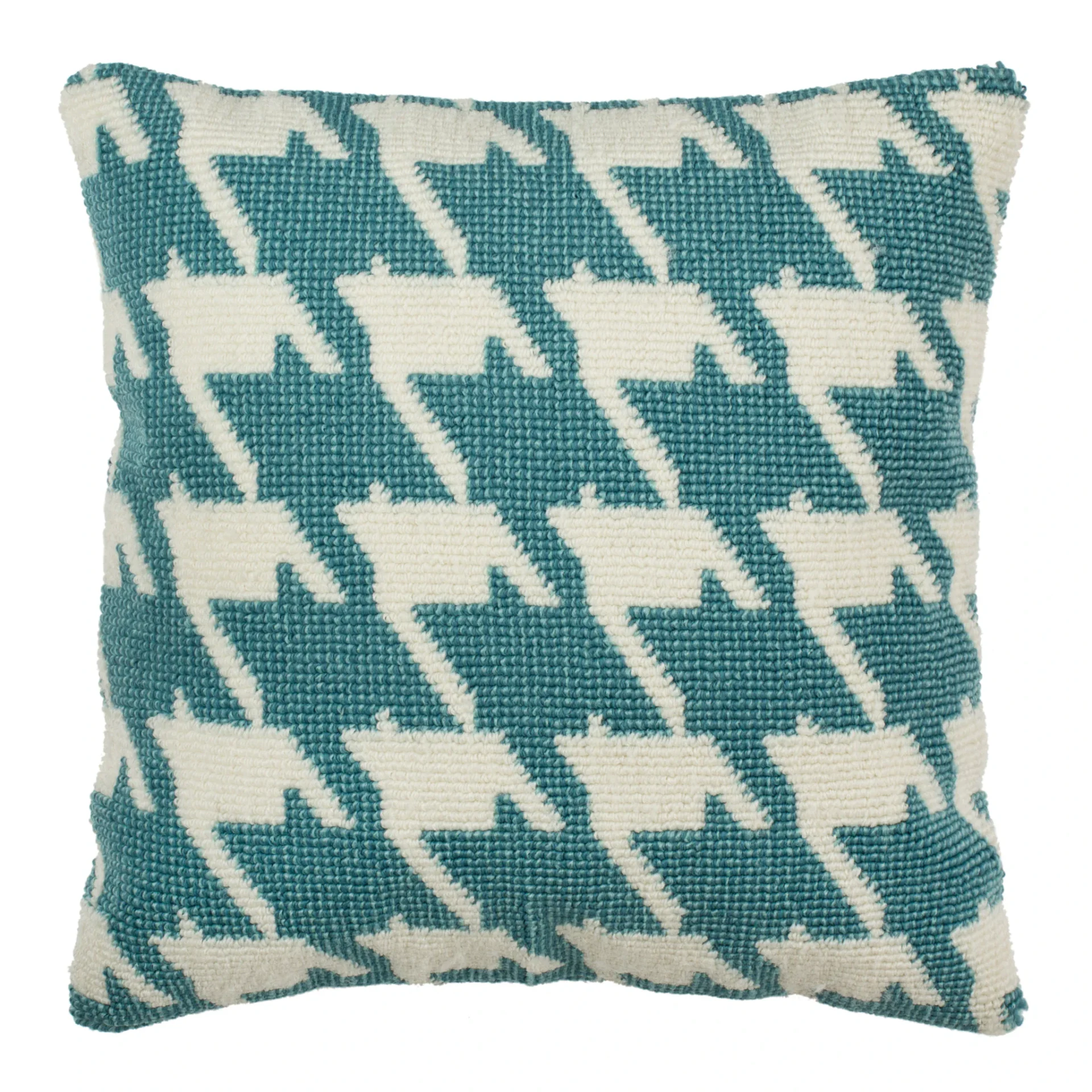 Hanne Houndstooth Pillow in Celadon / Ivory