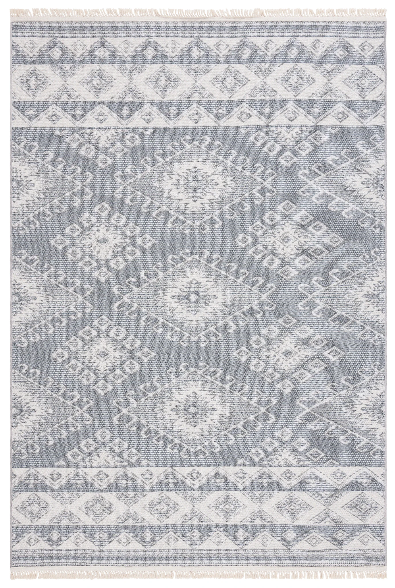 Prairie Banded Diamond Rug in Blue / Gray