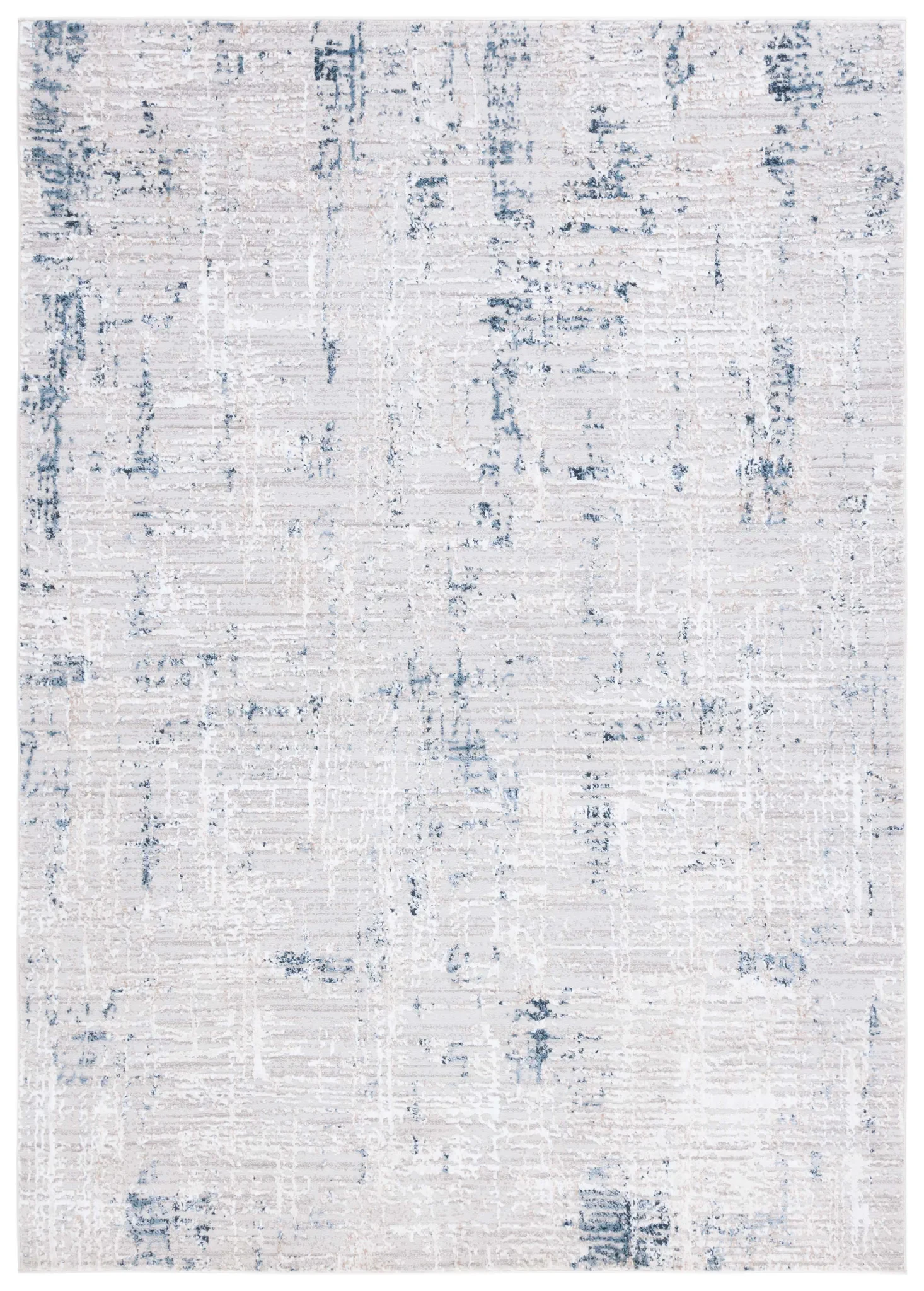 Parker Distressed Grid Rug in Taupe / Gray Blue