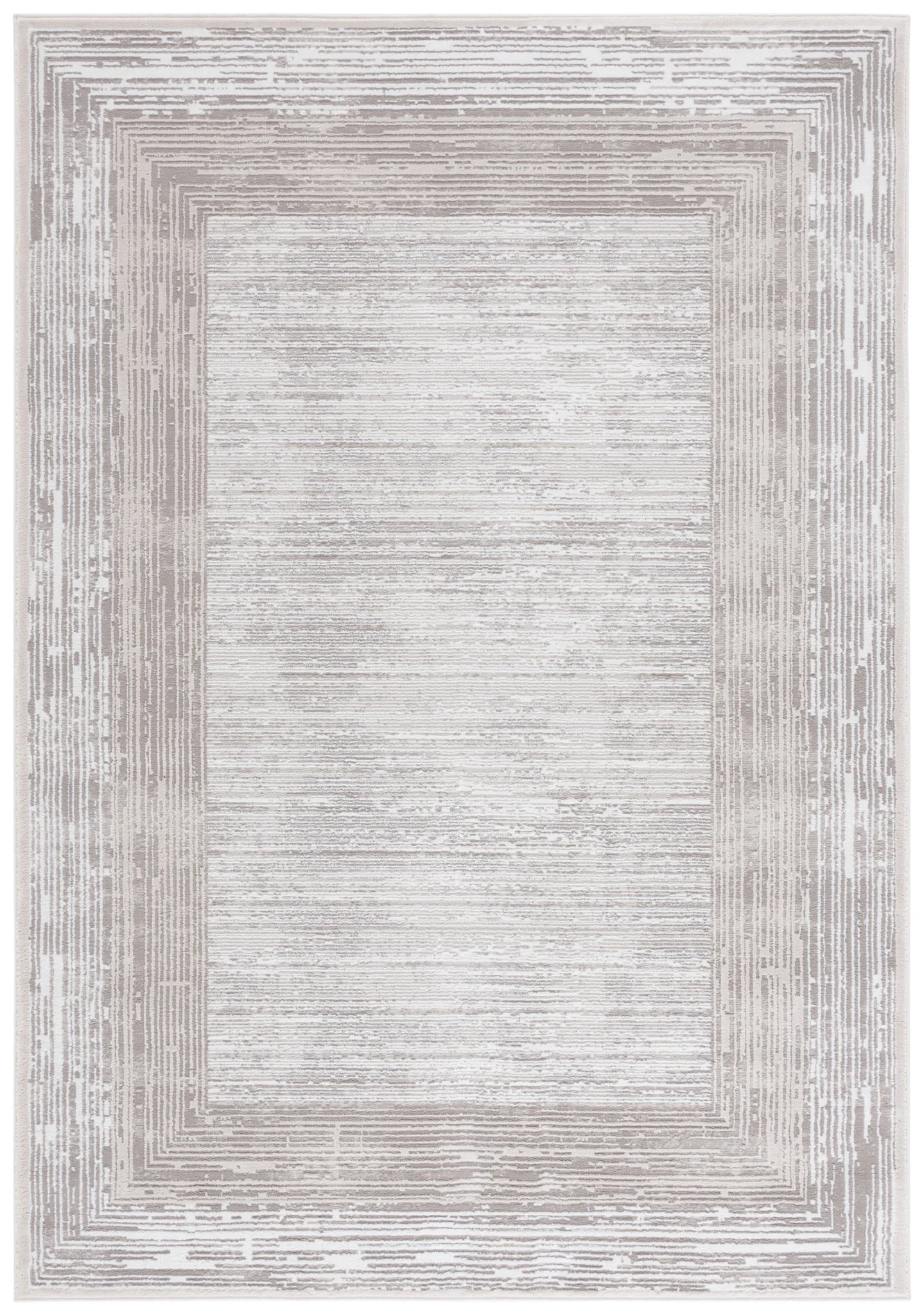 Parker Concentric Border Rug in Taupe / Gray Ivory