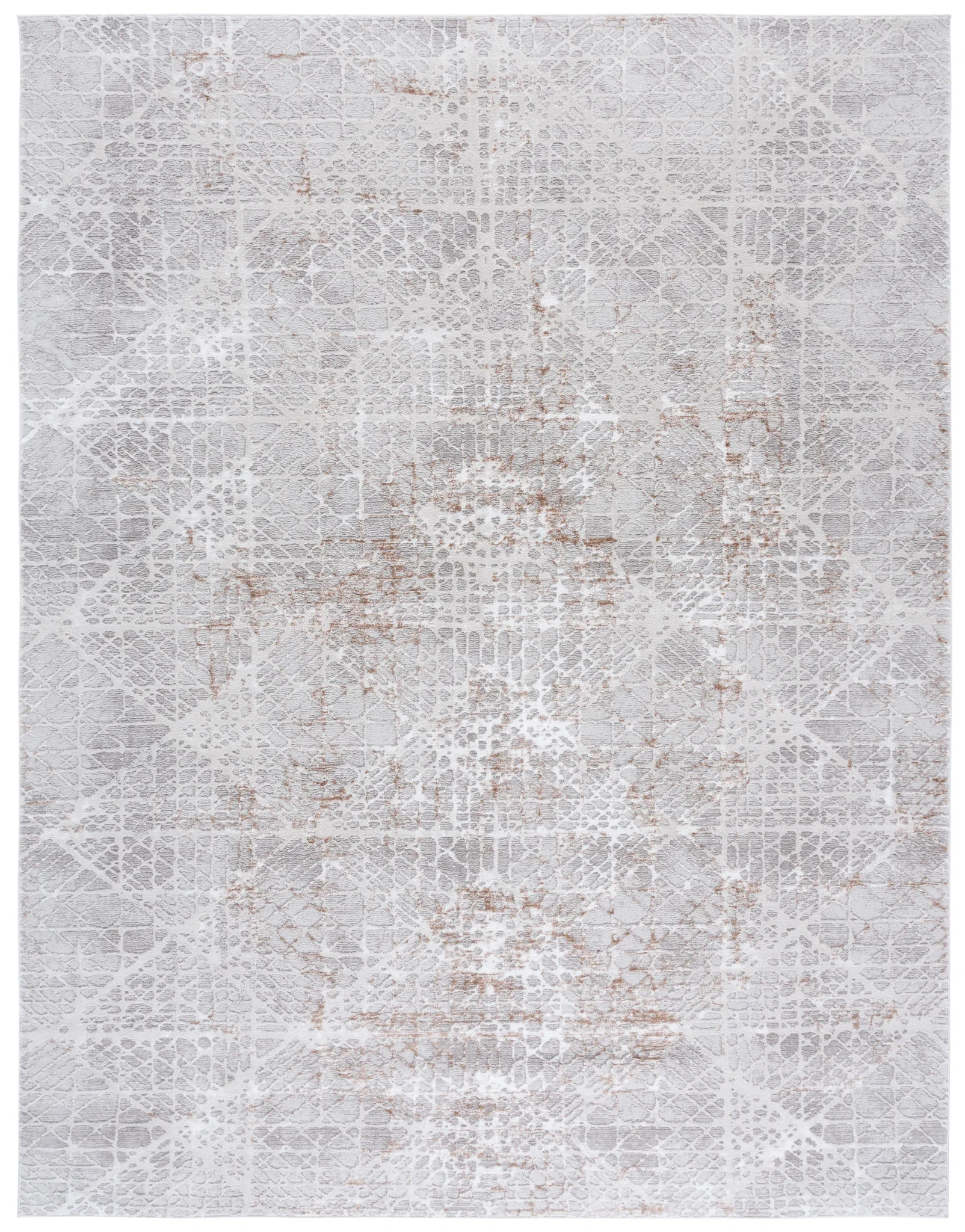 Parker Distressed Diamond Trellis Rug in Taupe / Gray Ivory