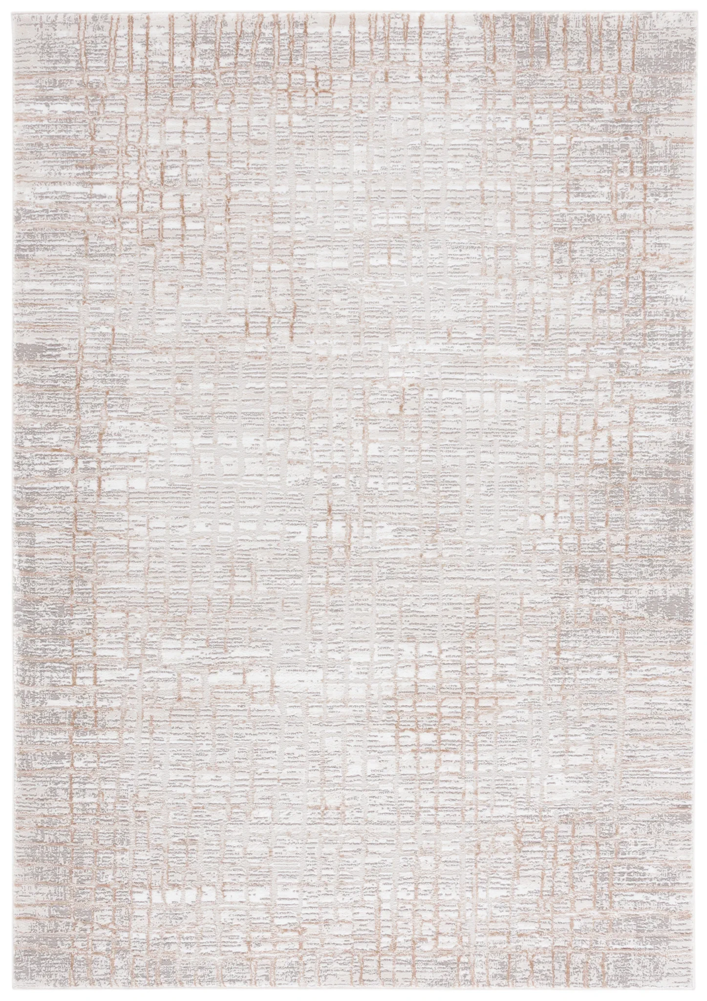 Parker Grid Border Rug in Taupe / Beige Gold
