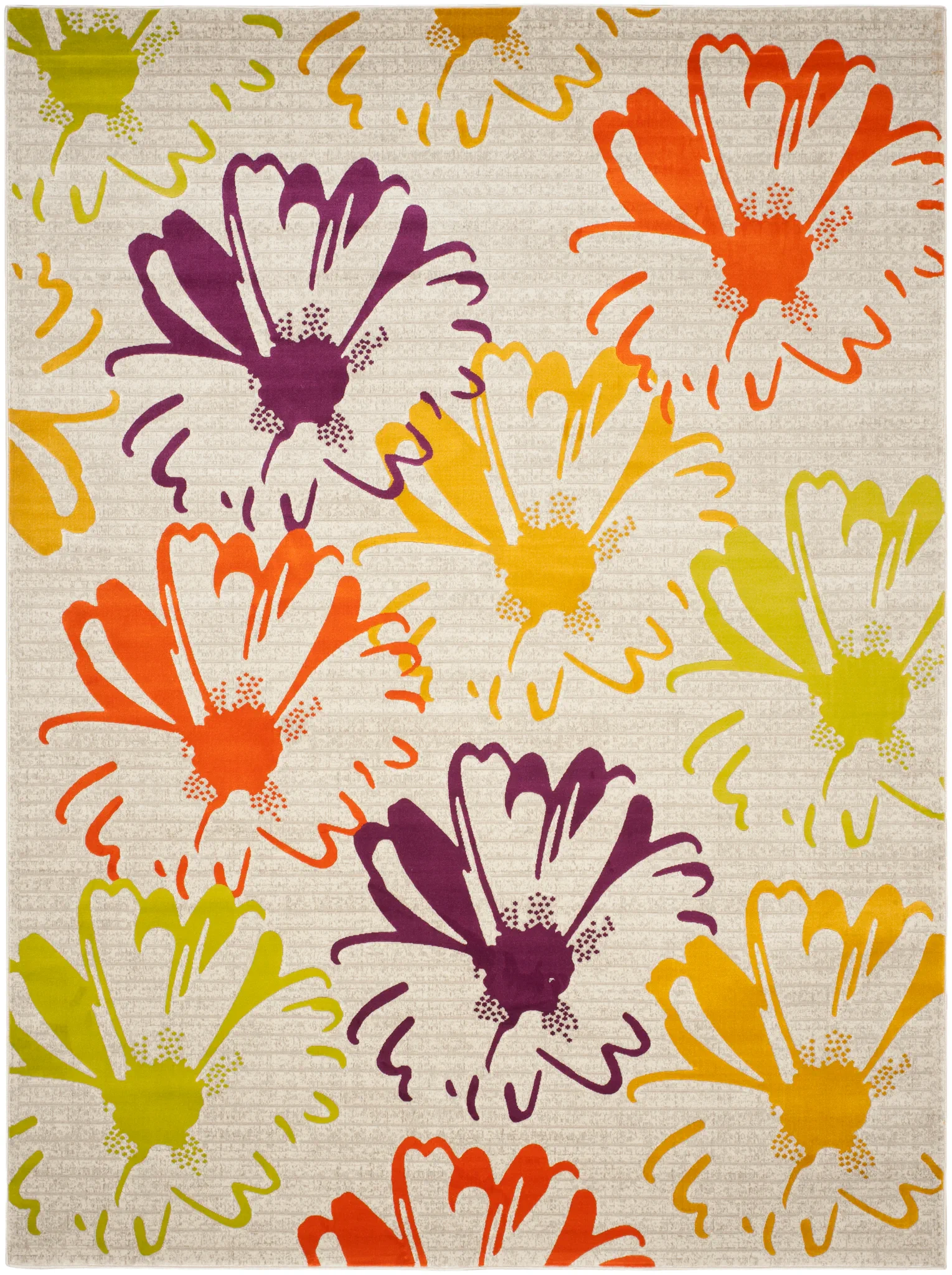 Porcello Allover Daisy Rug in Light Gray / Purple