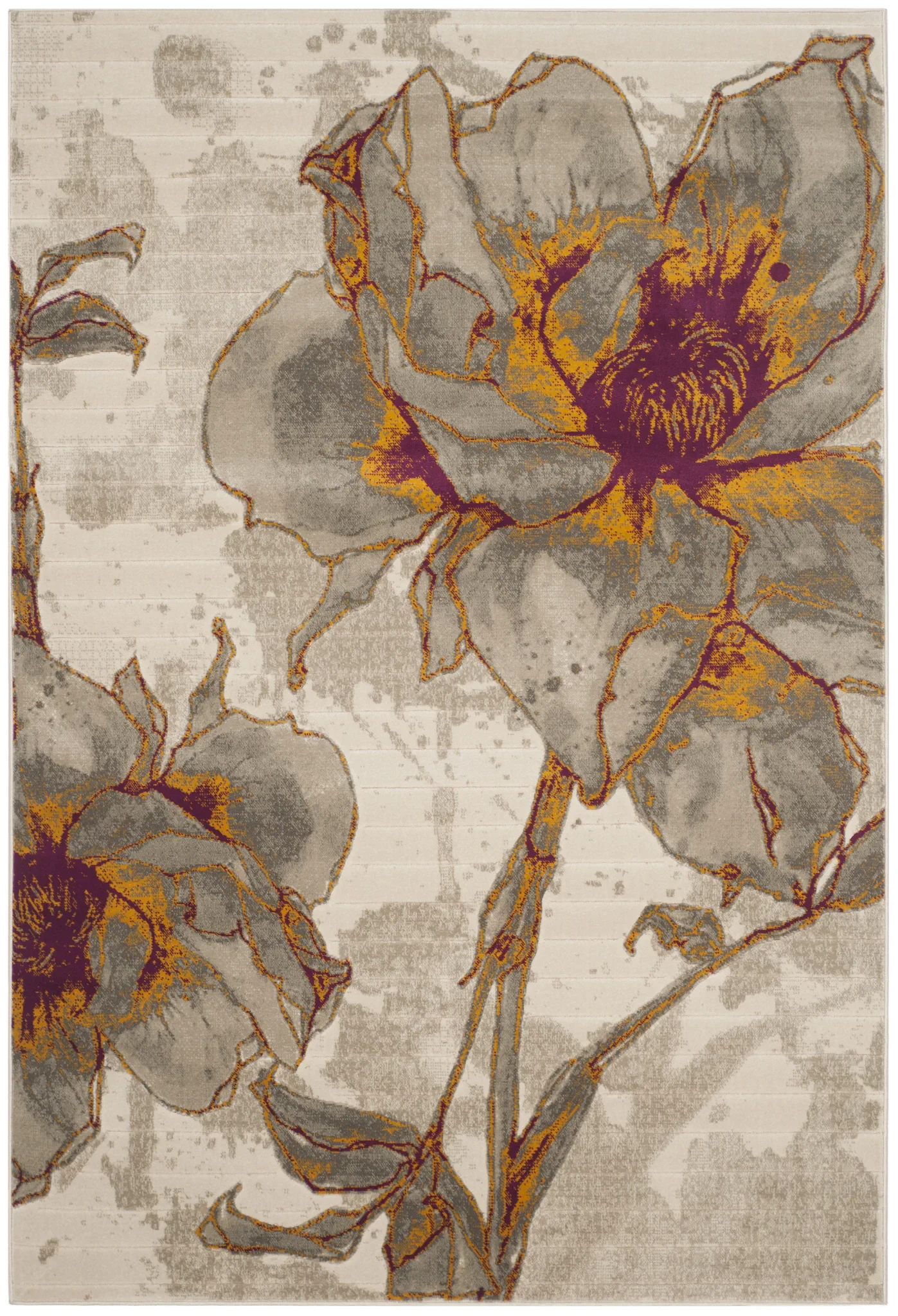 Porcello Oversized Bloom Rug in Ivory / Gray