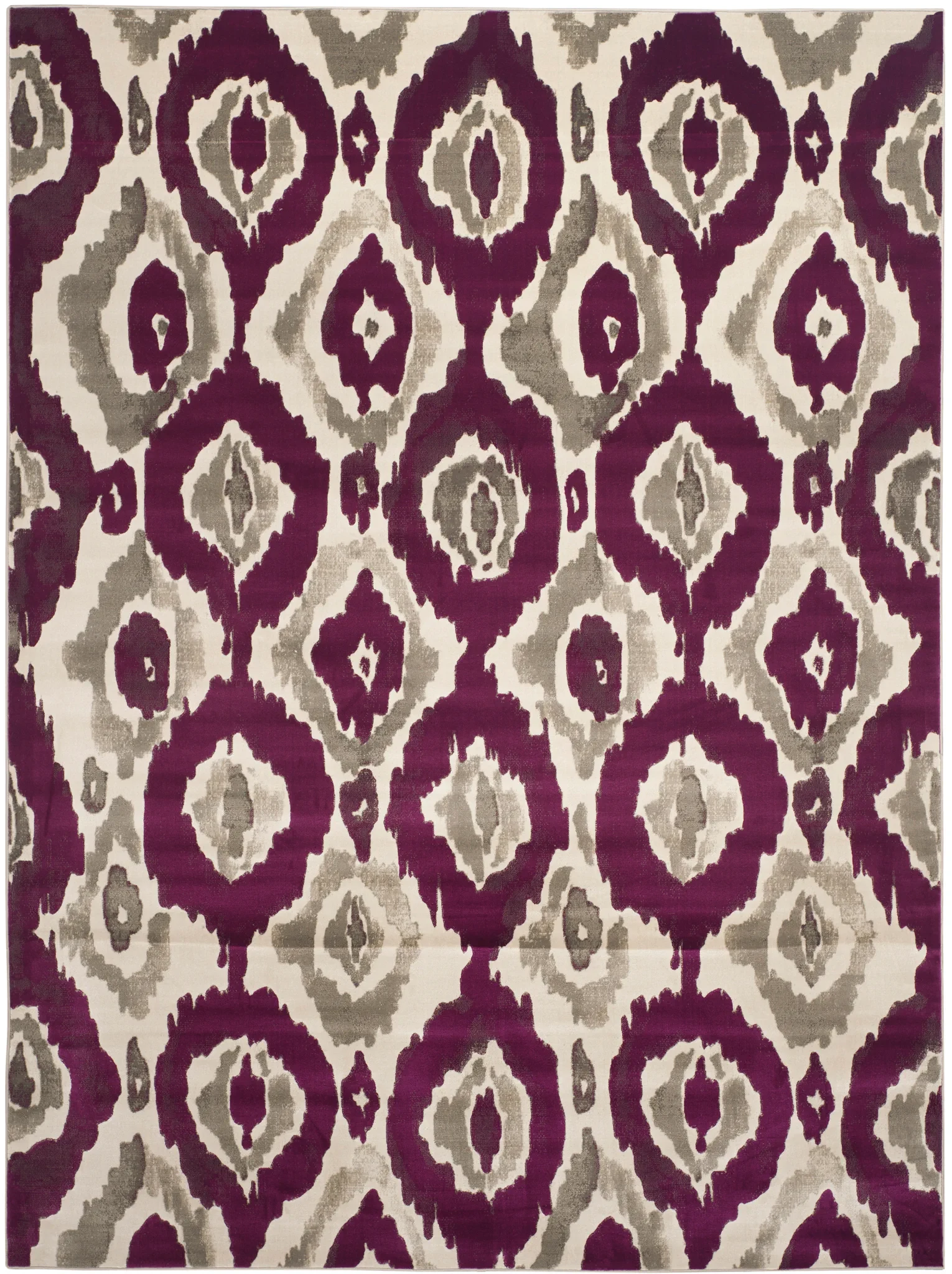 Porcello Ikat Diamond Rug in Ivory / Purple