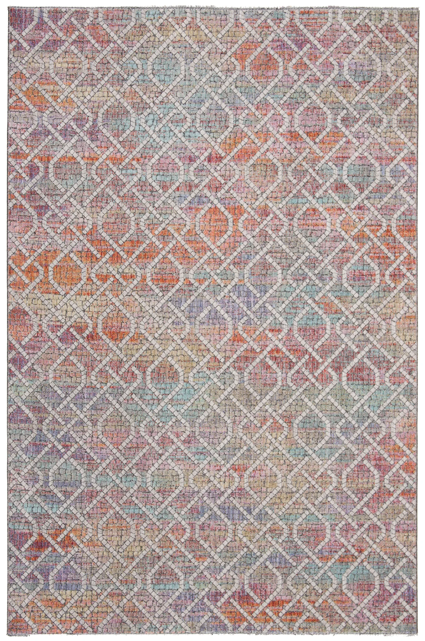 Provance Interlocking Trellis Rug in Cream / Orange