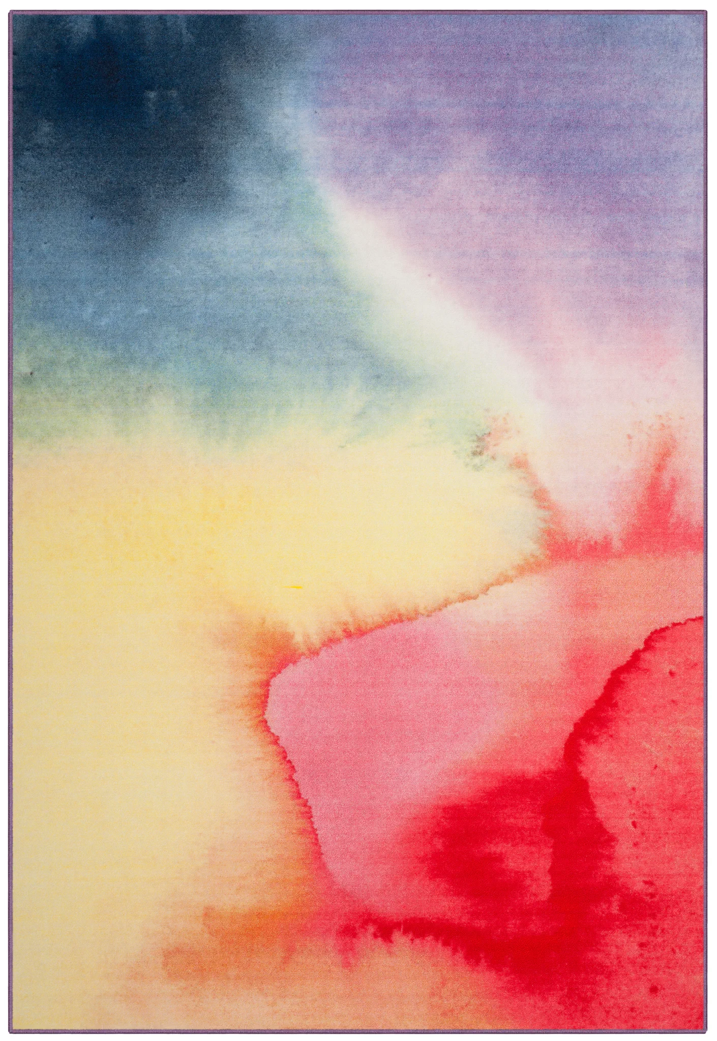Paint Brush Watercolor Ombre Washable Rug in Fuchsia / Yellow