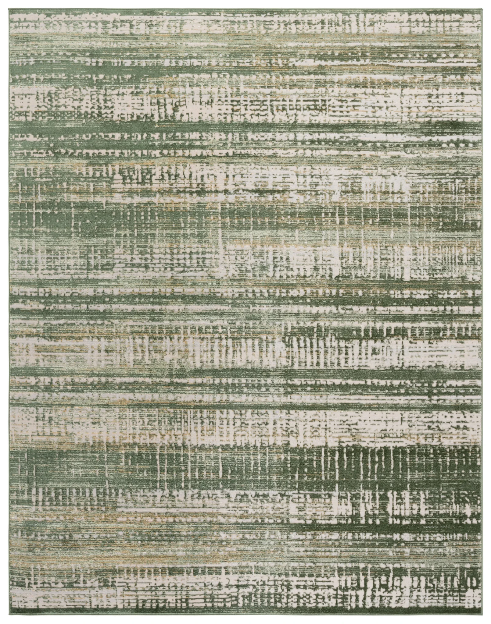 Prestige Linear Abstract Rug in Ivory / Green