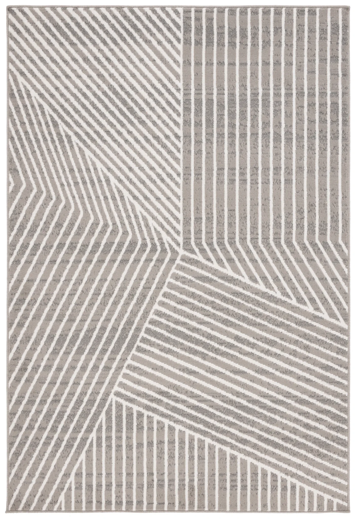 Pyramid Striped Panel Rug in Gray / Ivory