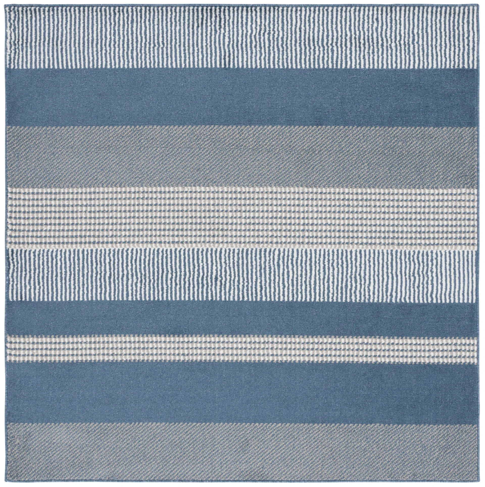 Pyramid Striped Rug in Navy / Ivory