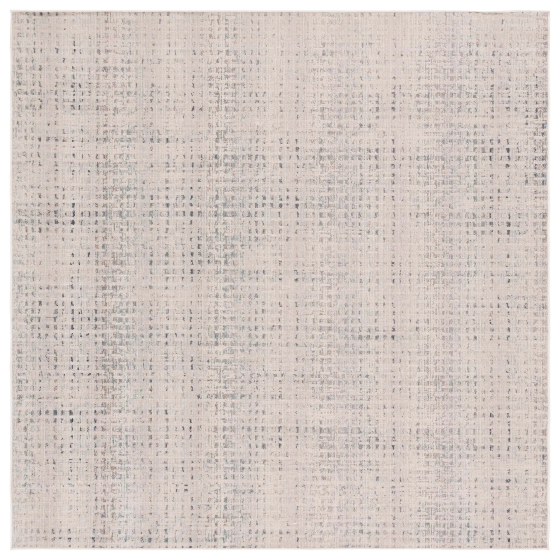 Rainbow Textured Grid Outdoor Rug in Blue / Ivory