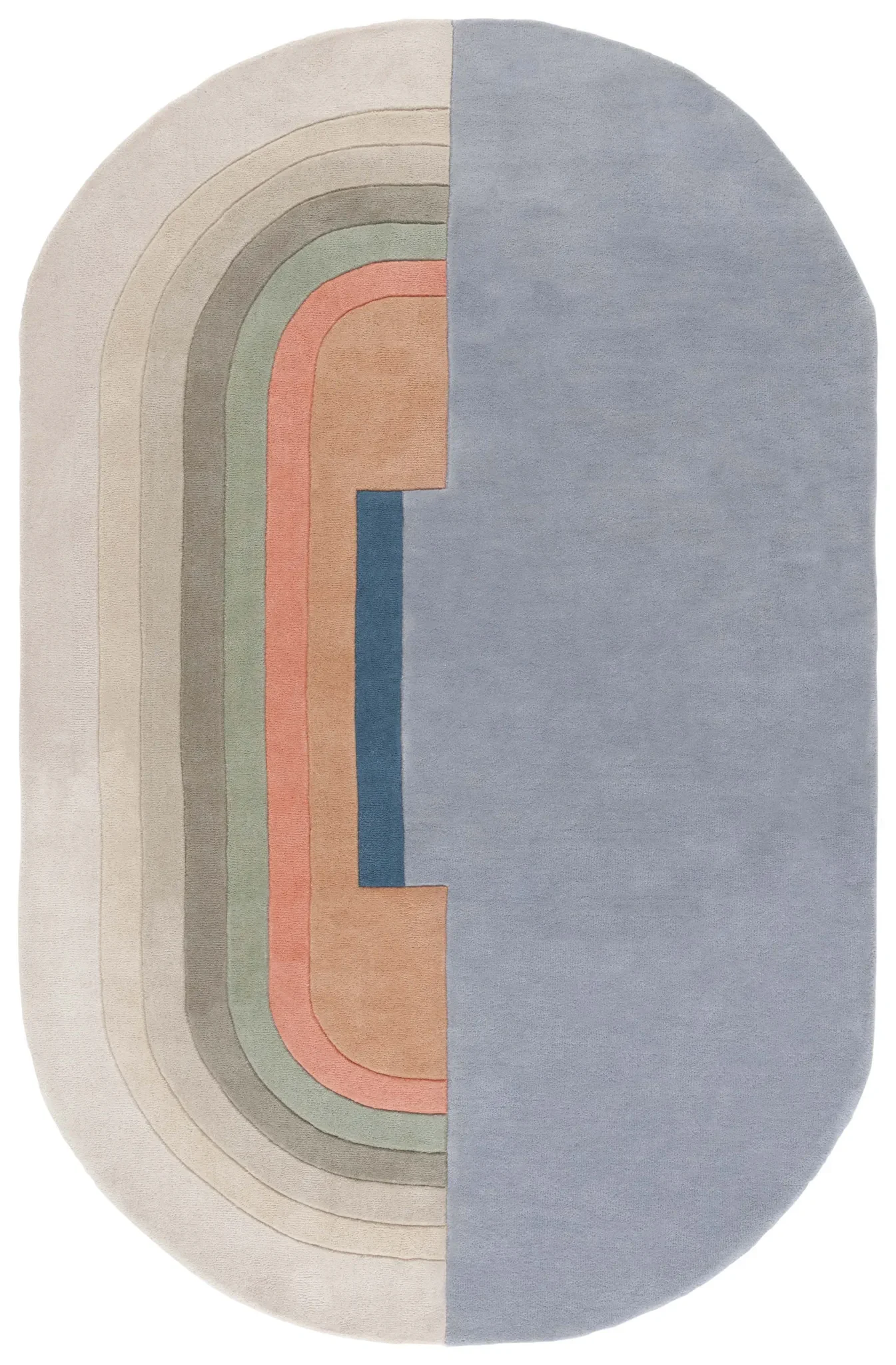 Rodeo Drive Concentric Arch Hand-Tufted Wool Rug in Blue / Ivory