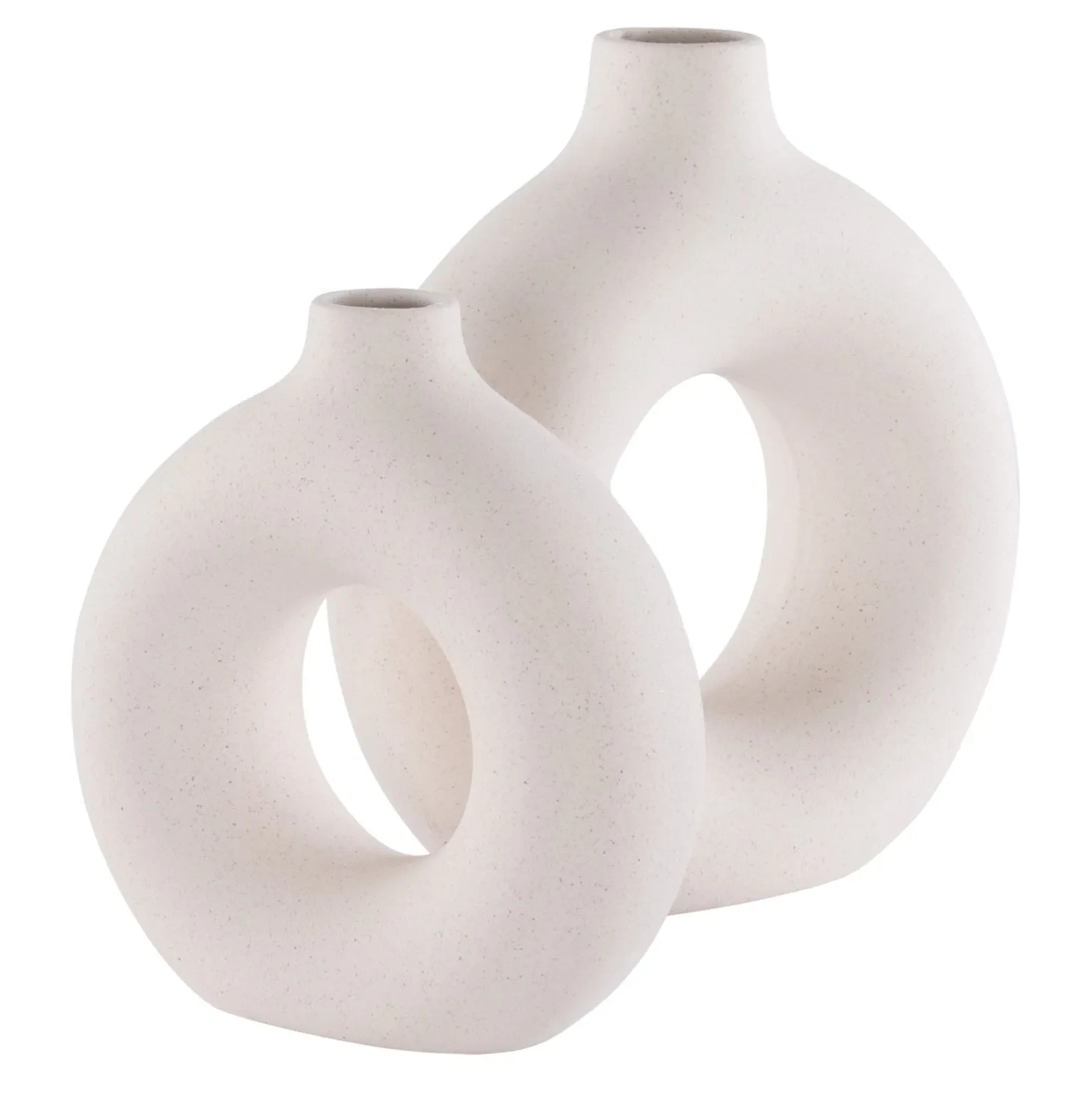 Avza Ceramic Vase (Set Of 2) in Beige