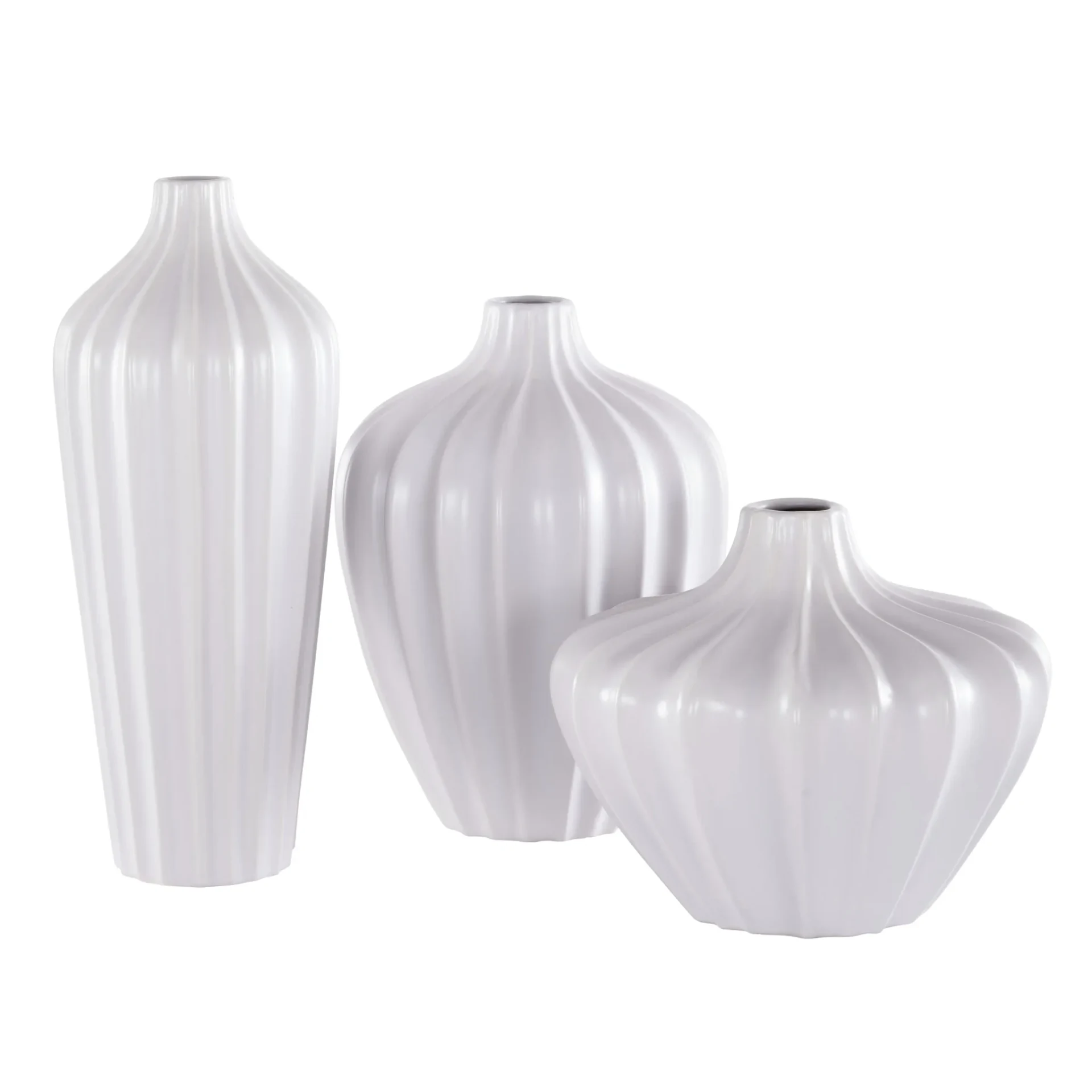 Clea Ceramic Vase (Set Of 3) in Ivory