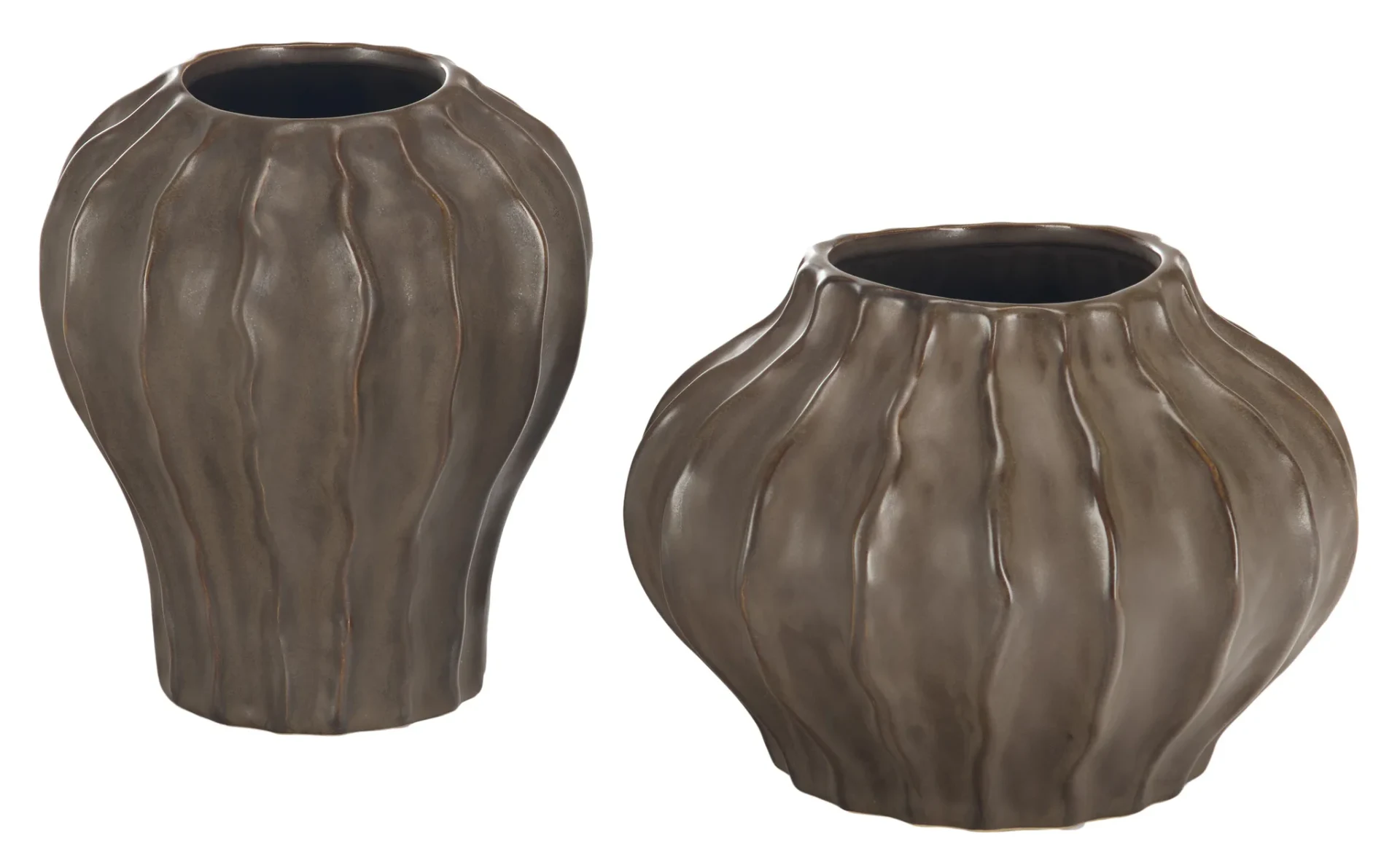 Choka Wavy Vase (Set Of 2) in Brown